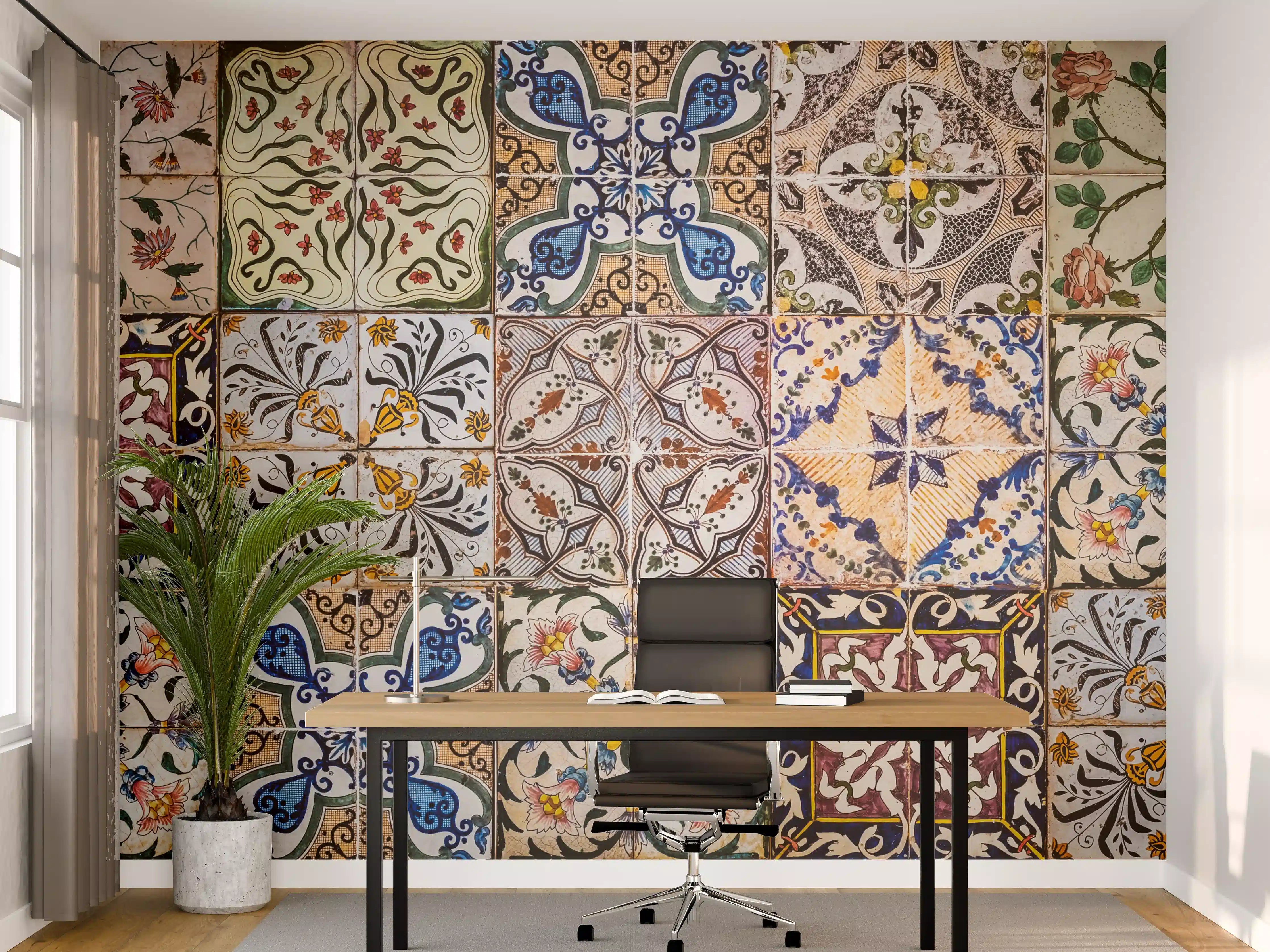 Büro Wandgestaltung - Bunte Fliesenmuster mit traditionellen Designs