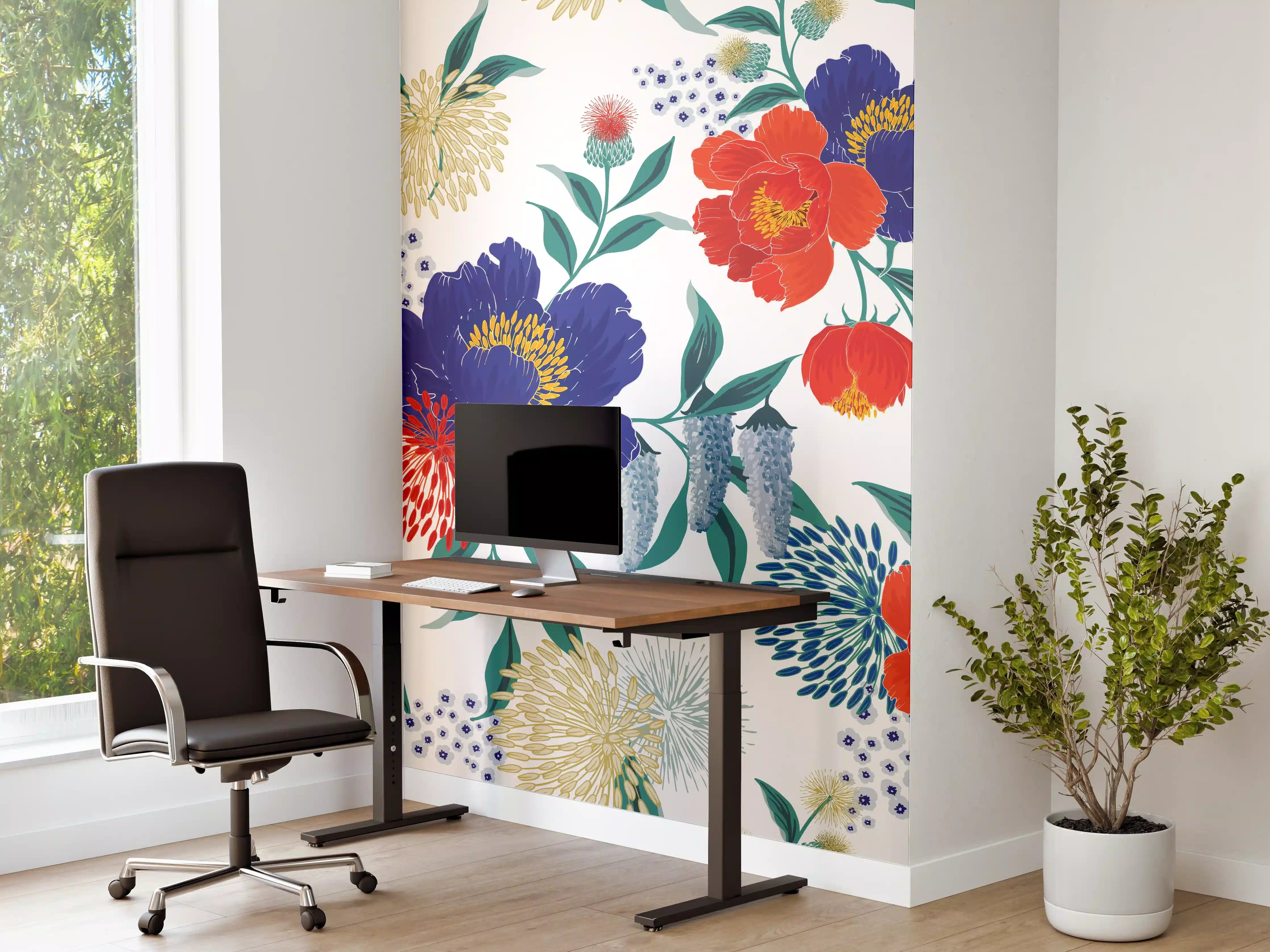 Büro Wandgestaltung - Bunte Florale Muster Tapete