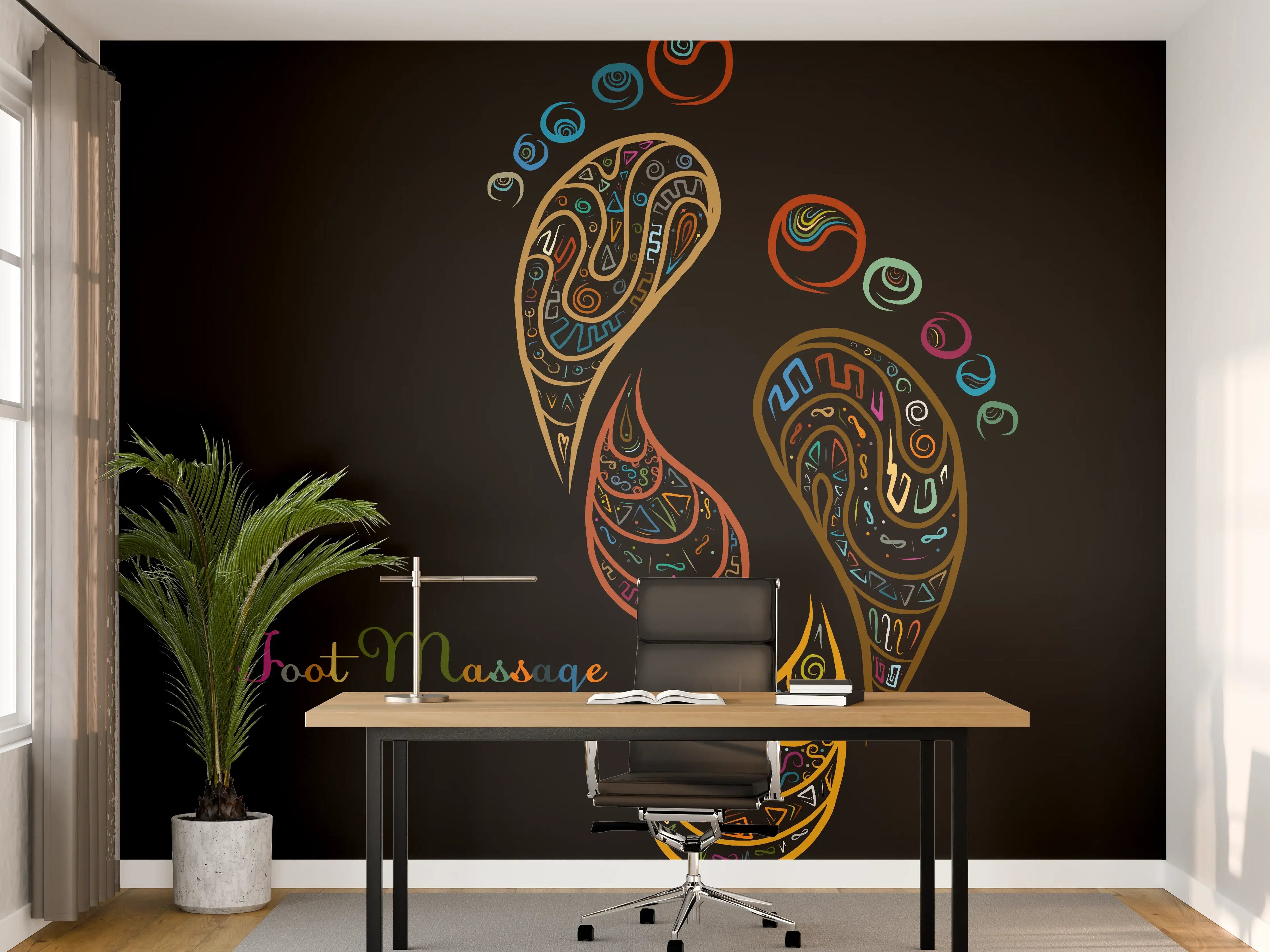 Büro Wandgestaltung - Bunte Fußmassage Illustration