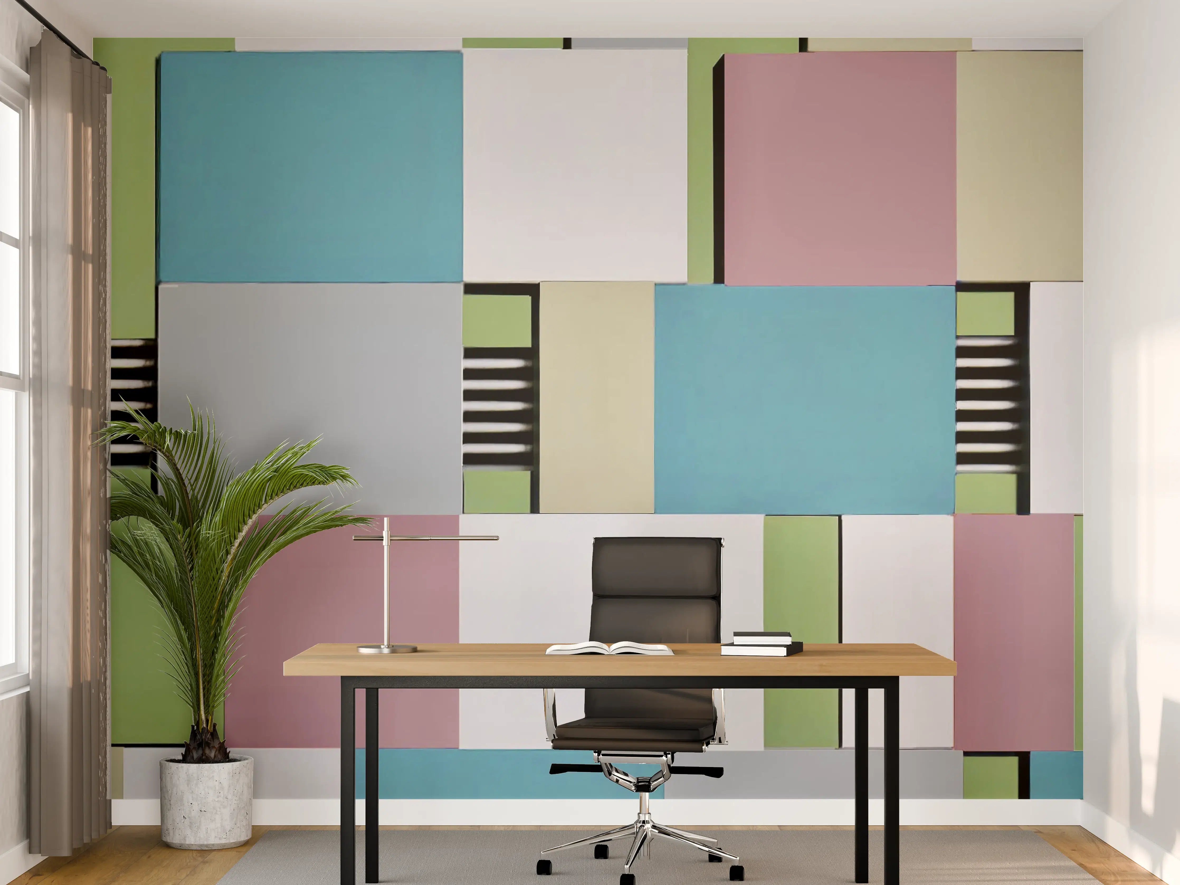 Büro Wandgestaltung - Bunte Geometrische Fassadenkunst