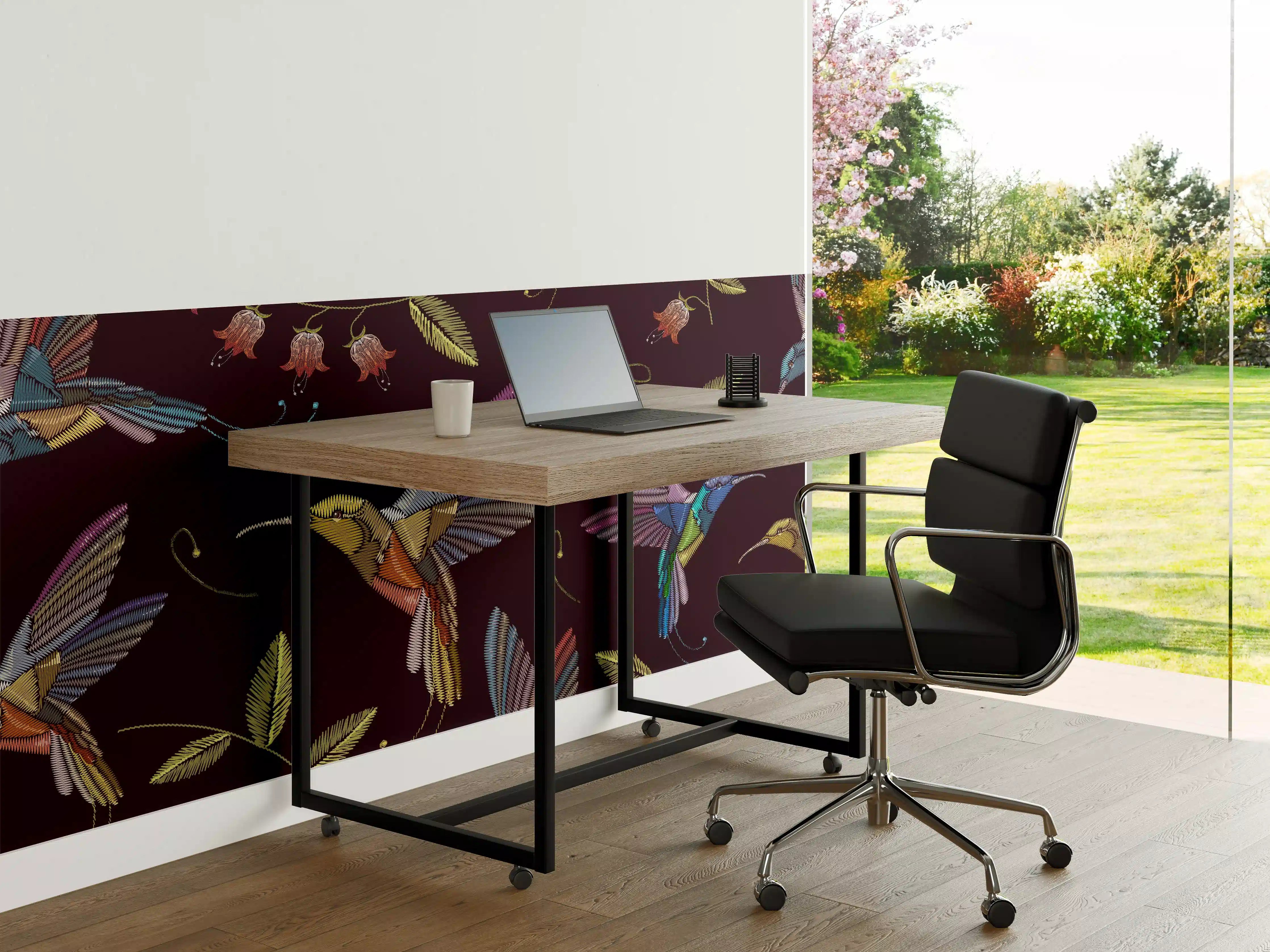 Büro Wandgestaltung - Bunte Kolibri-Stickerei-Muster