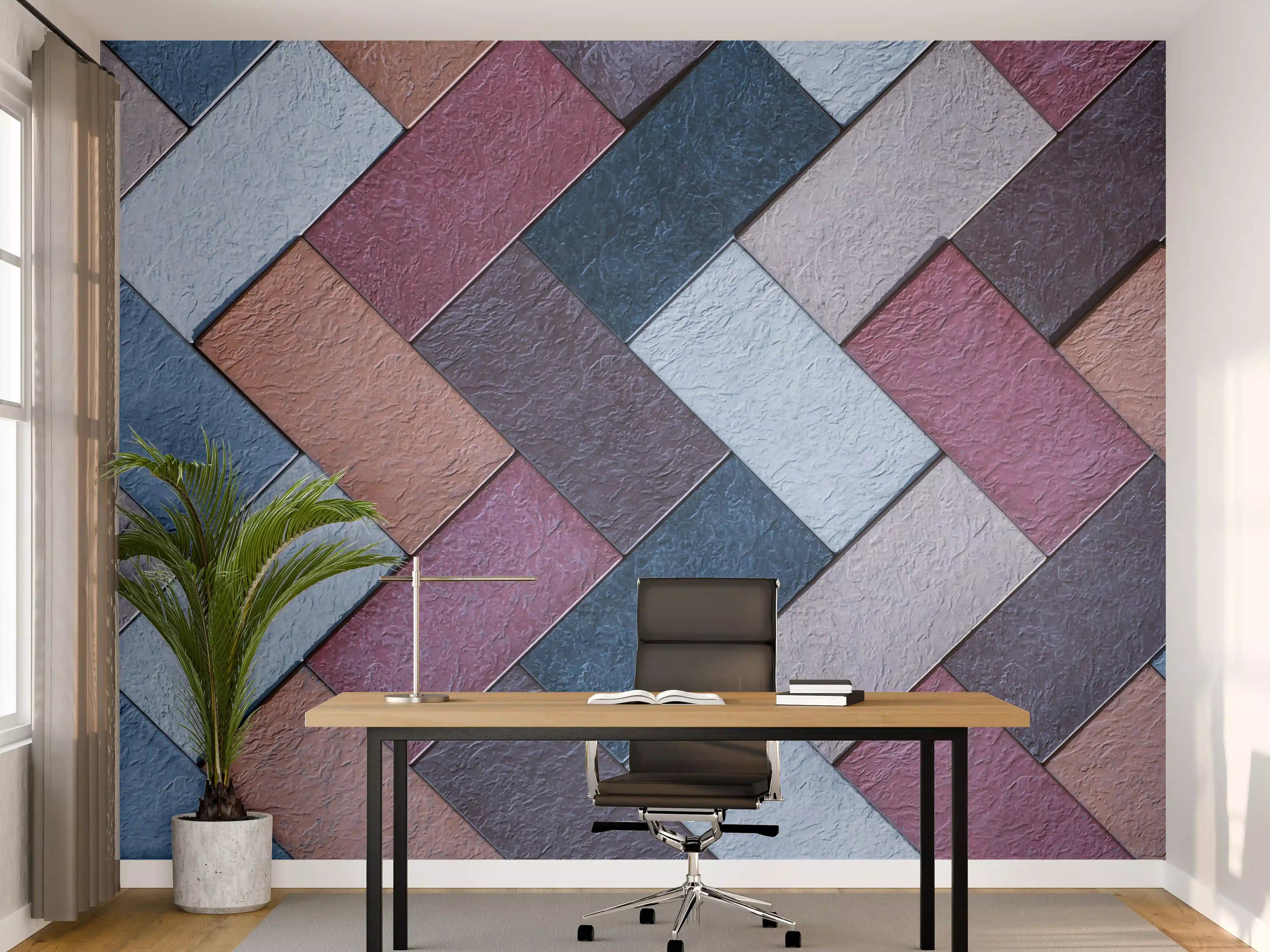 Büro Wandgestaltung - Bunte Leder Textur Maserung