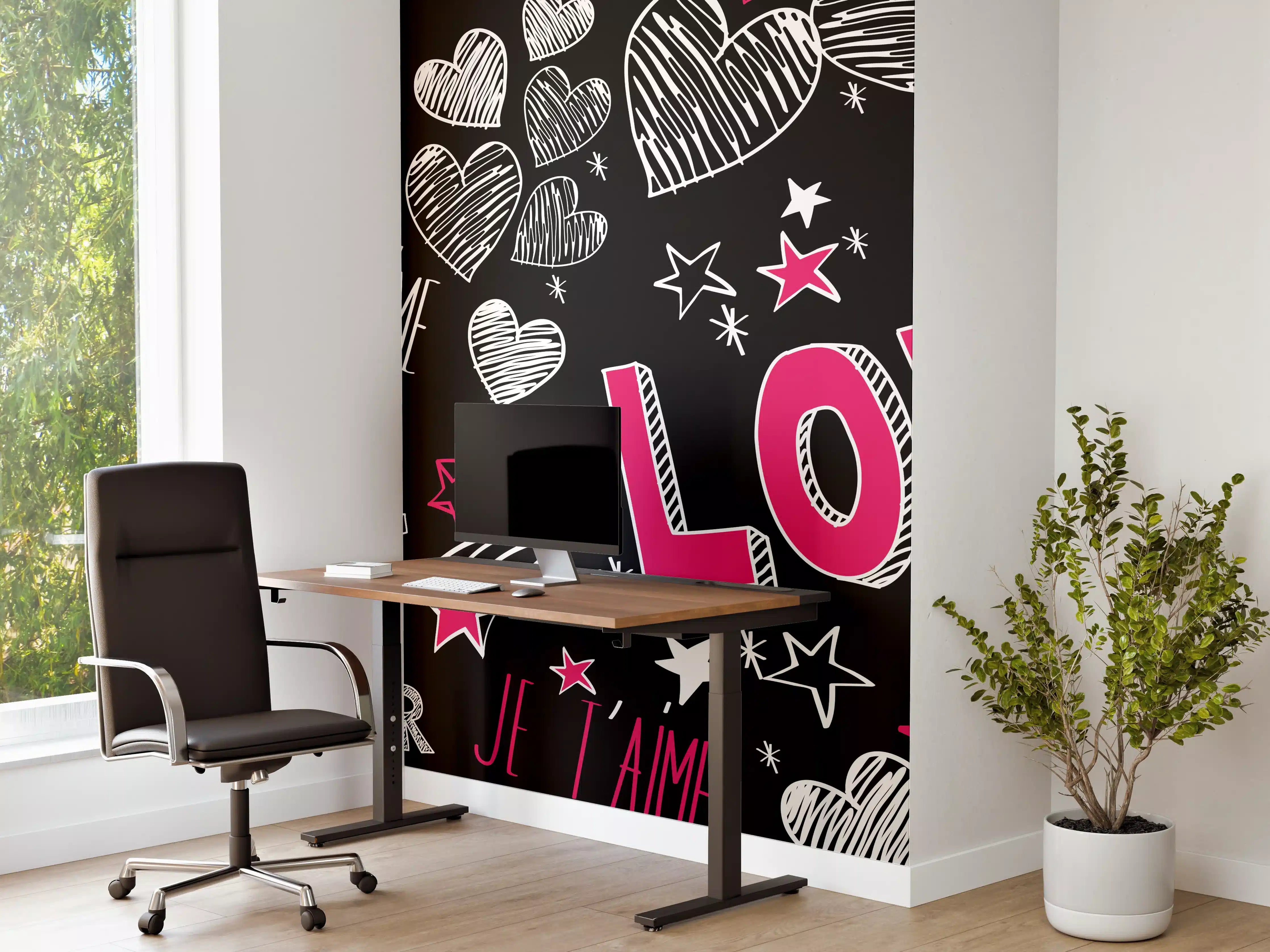 Büro Wandgestaltung - Bunte Liebe Herzen Schrift Banner