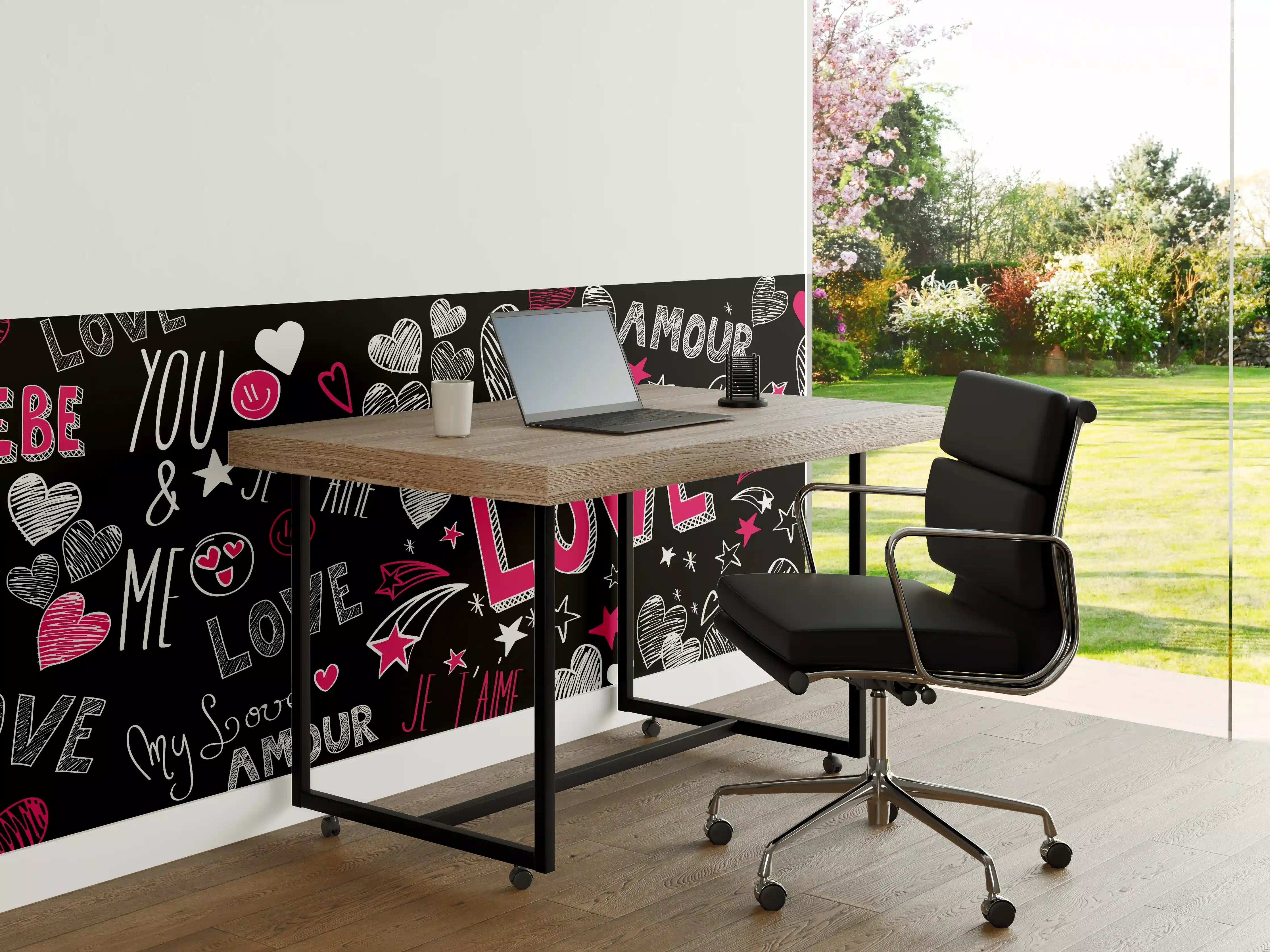 Büro Wandgestaltung - Bunte Liebe Herzen Schrift Banner