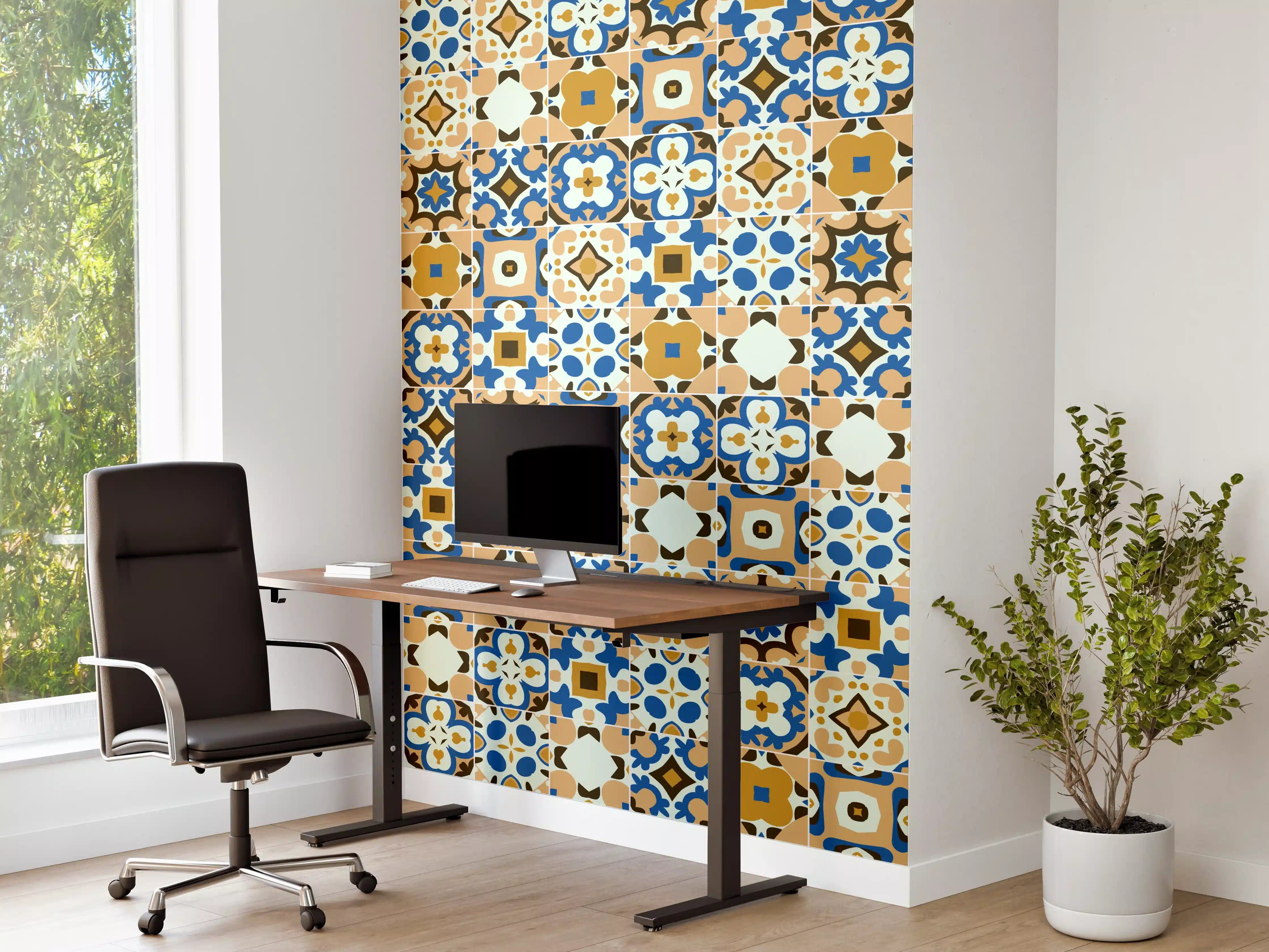 Büro Wandgestaltung - Bunte Mosaikfliesen mit mediterranem Flair