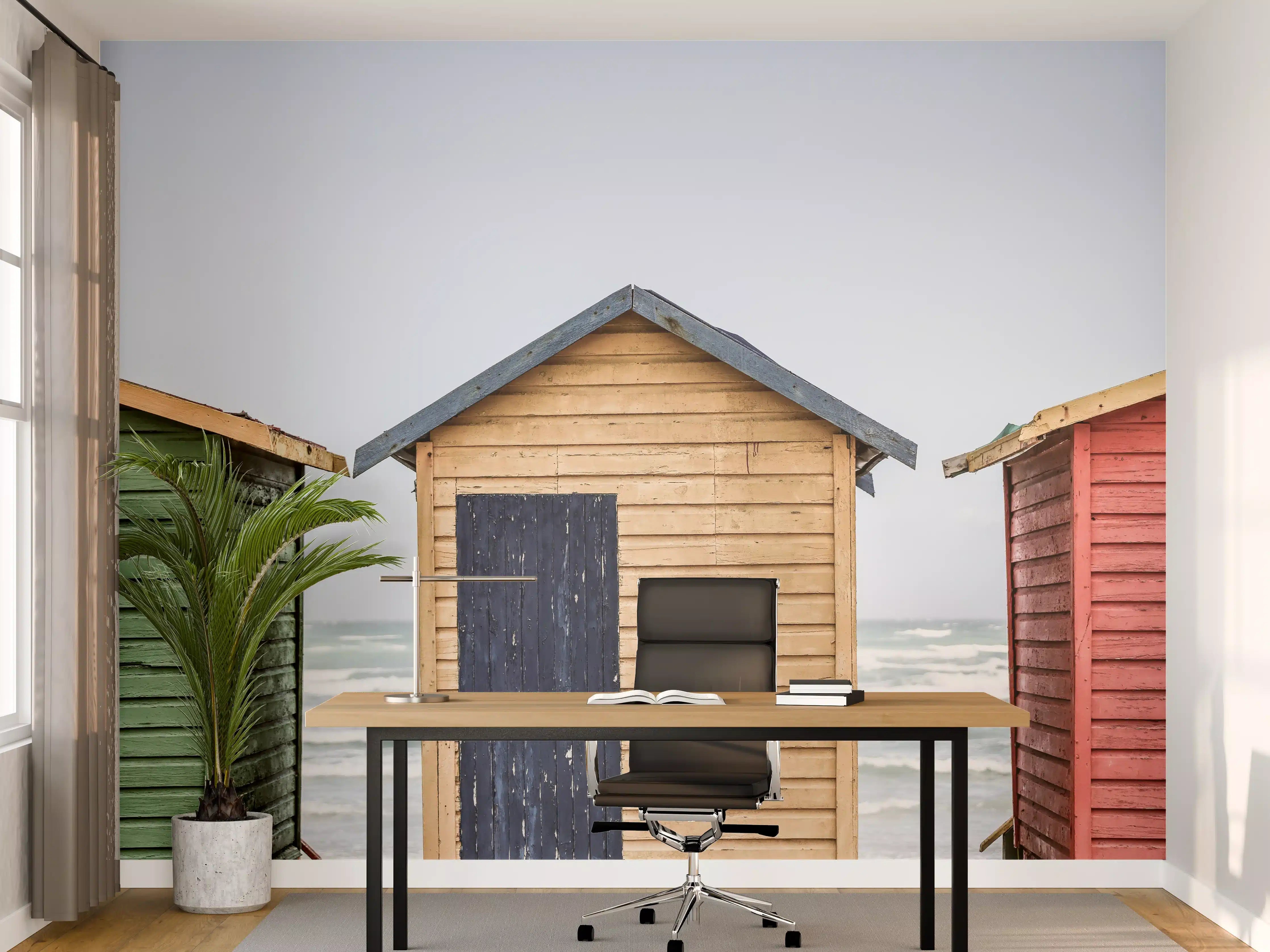 Büro Wandgestaltung - Bunte Strandhaus-Trio