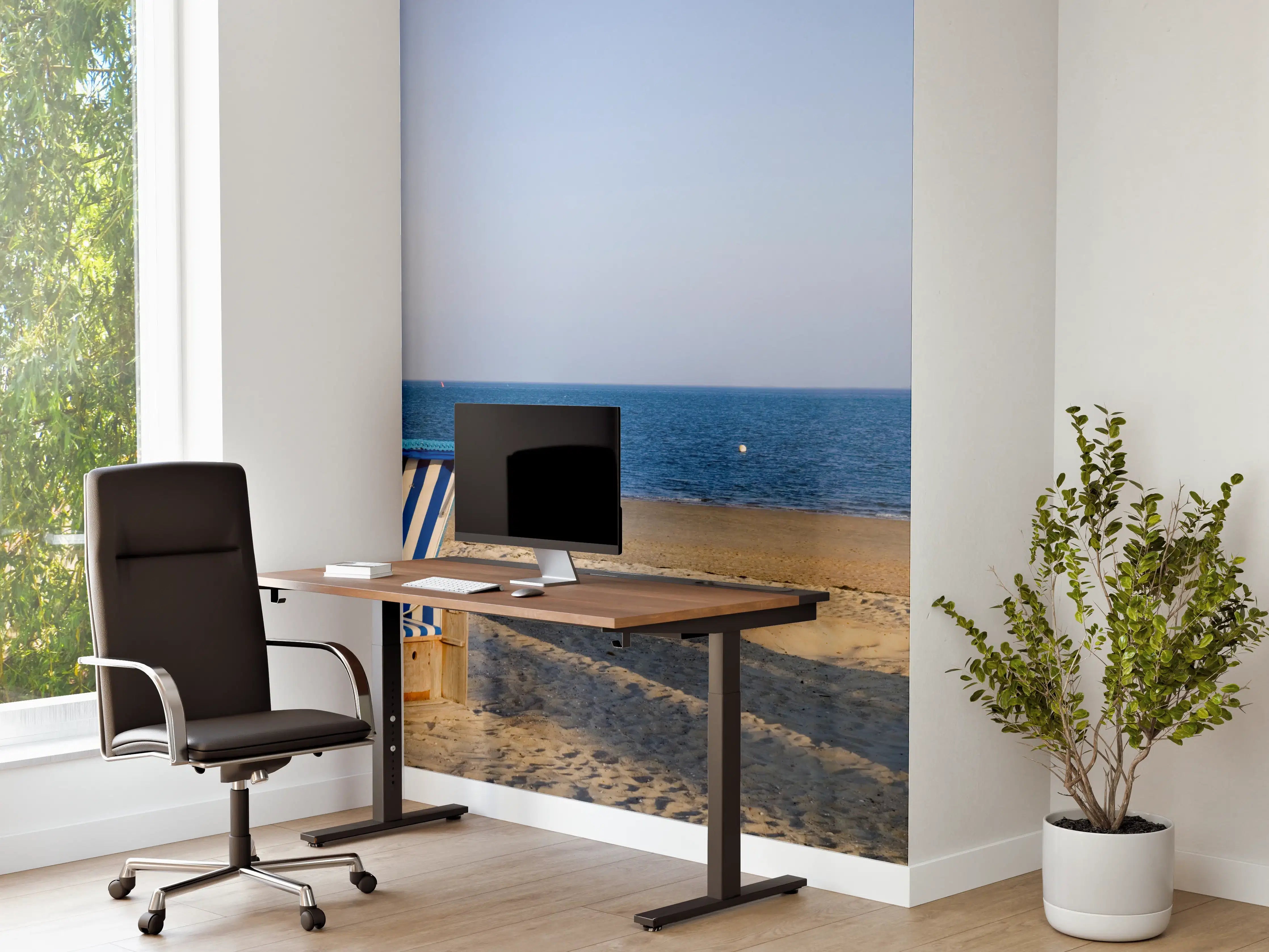 Büro Wandgestaltung - Bunte Strandkörbe am Meer