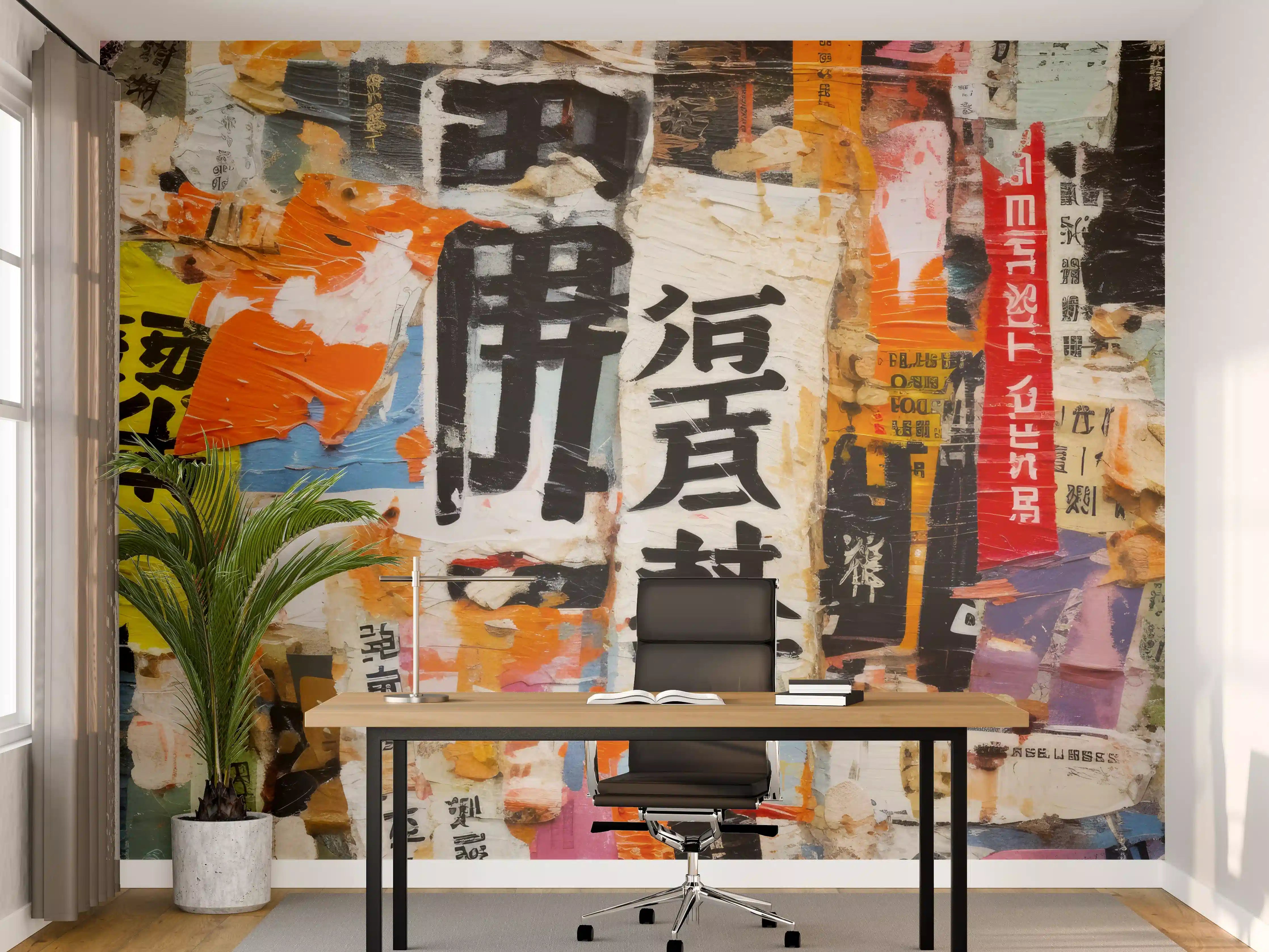 Büro Wandgestaltung - Bunte Urban-Collage Textur