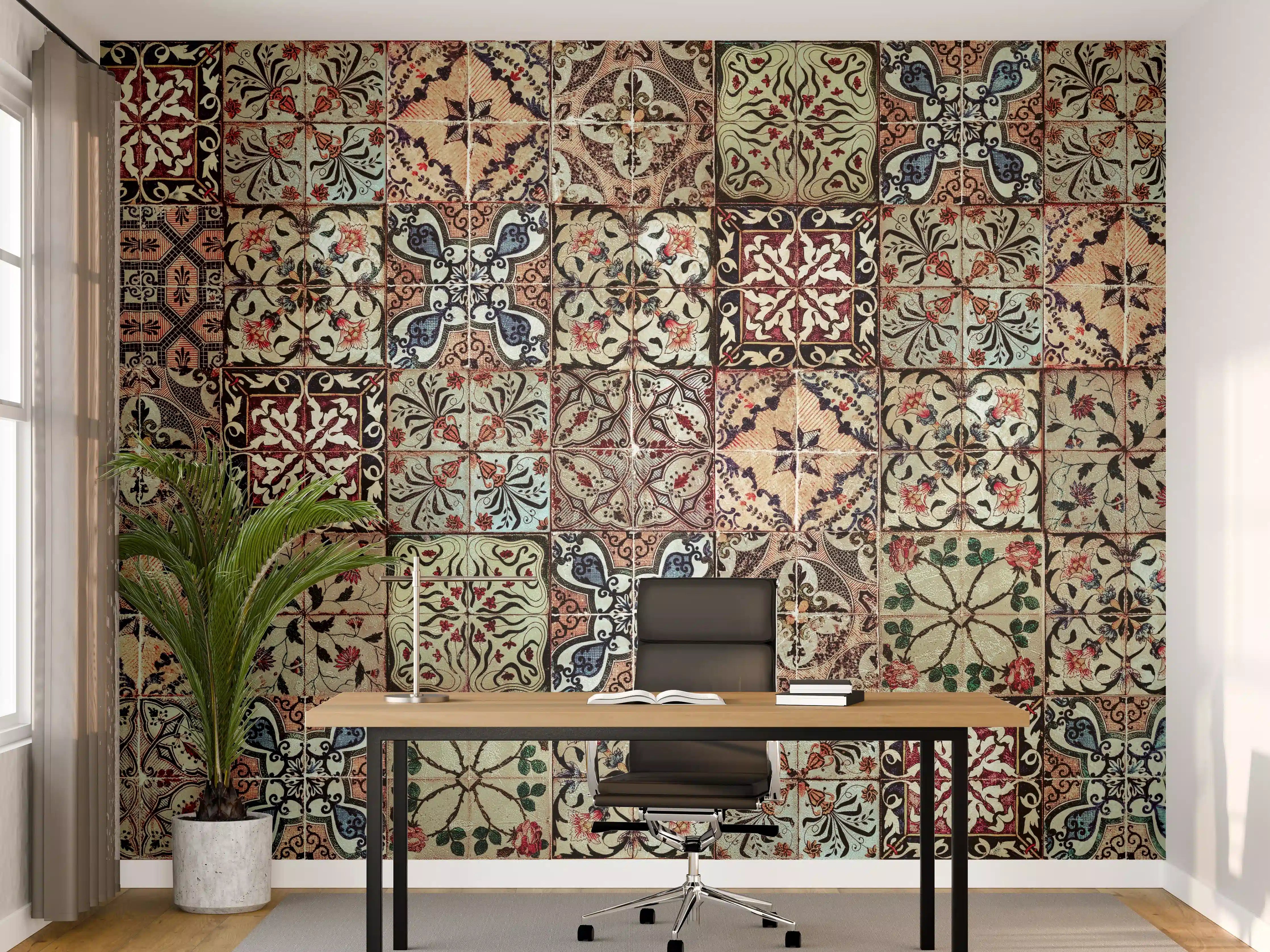 Büro Wandgestaltung - Bunte Vintage-Fliesenmuster