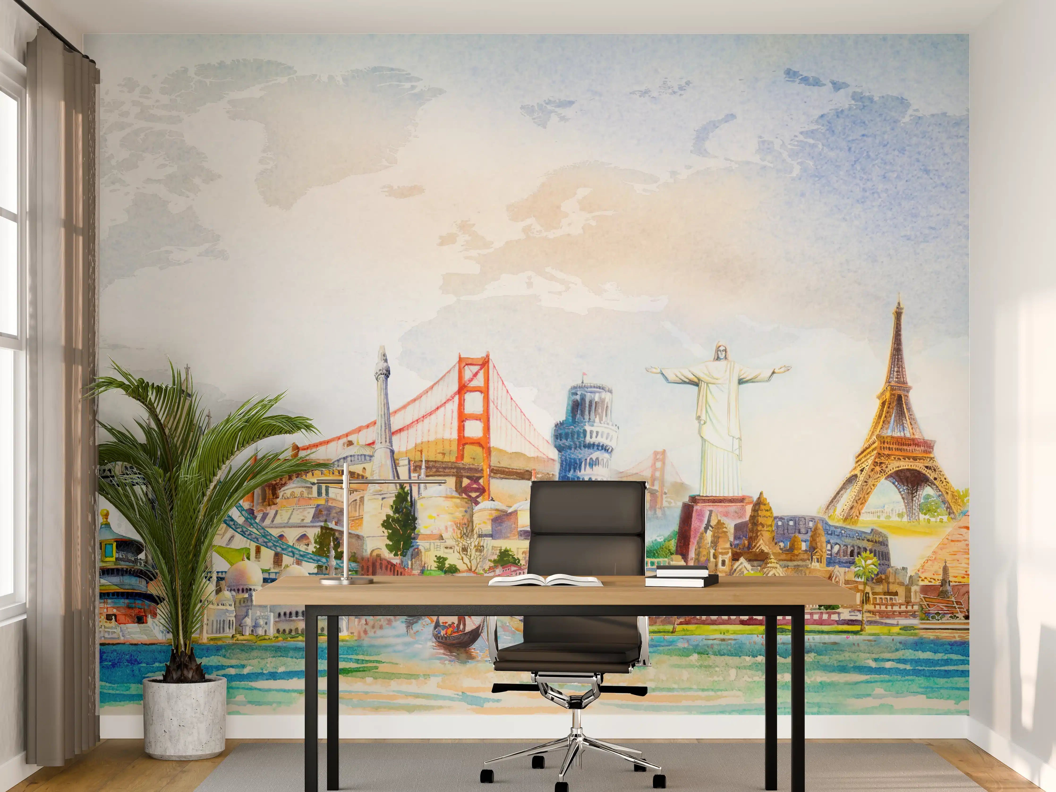 Büro Wandgestaltung - Bunte Welterkundung Panorama