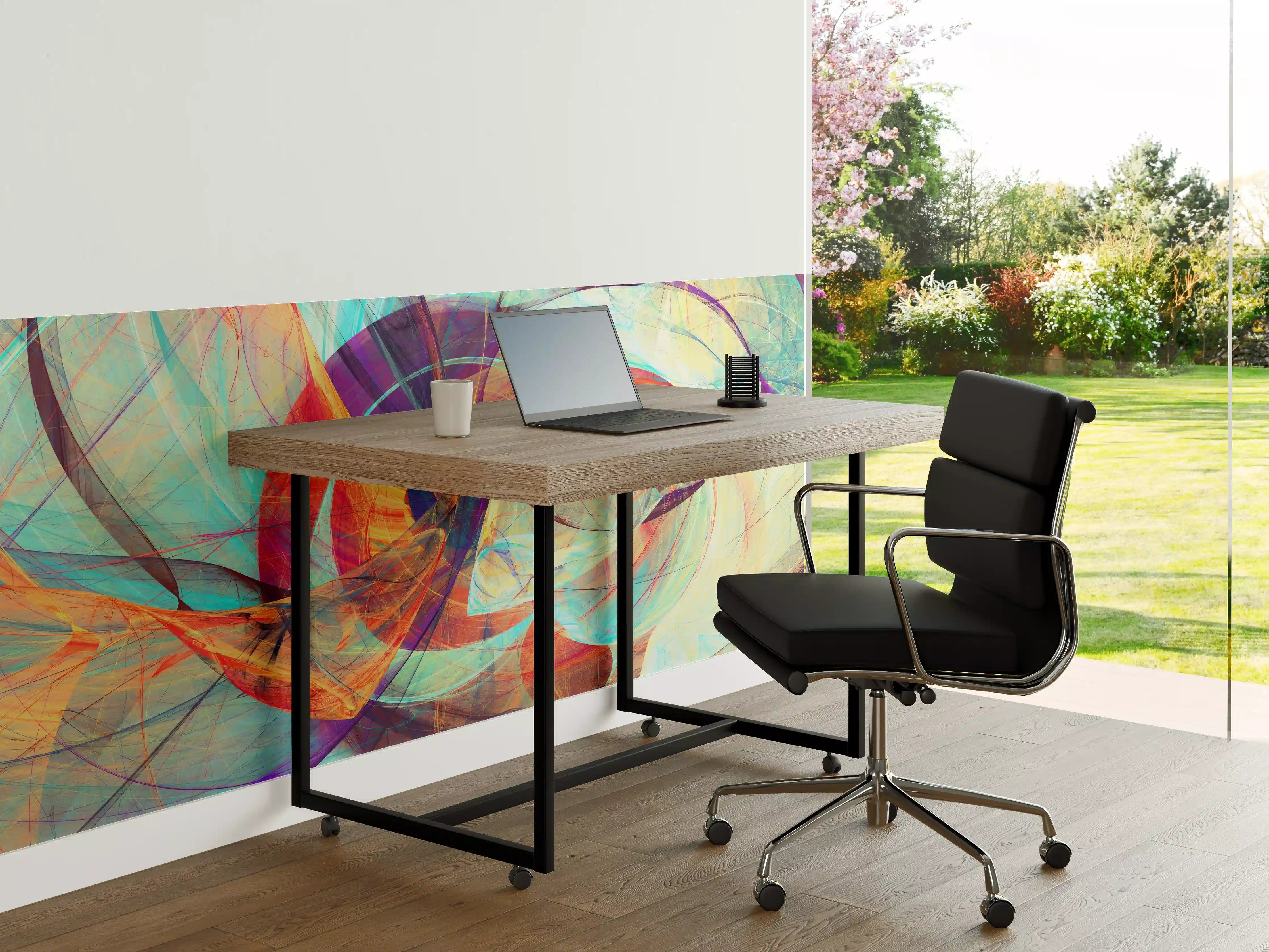 Büro Wandgestaltung - Bunte abstrakte Kunst mit lebendigen Linien