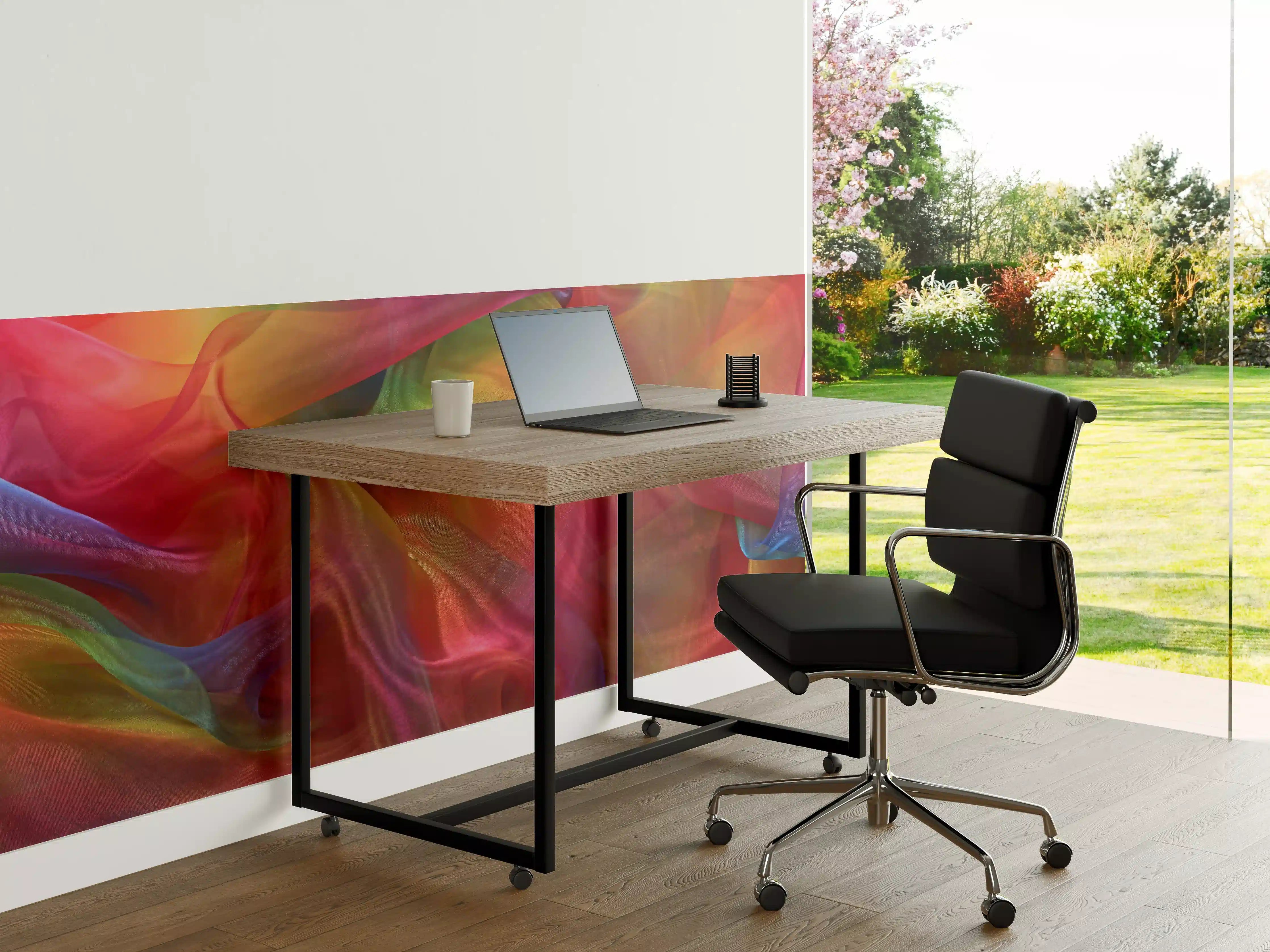 Büro Wandgestaltung - Bunte, fließende Seidenstoffe in leuchtenden Farben