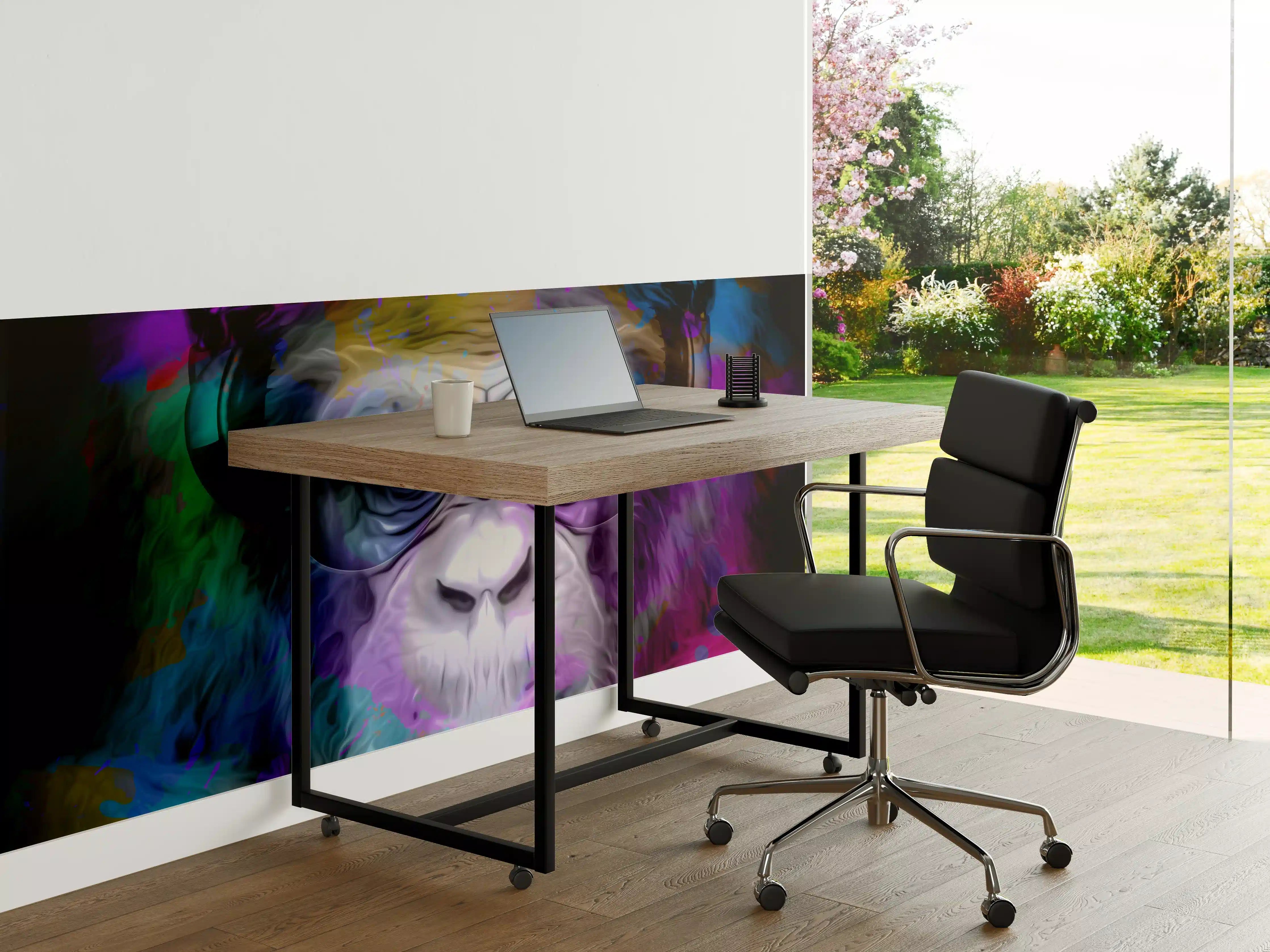 Büro Wandgestaltung - Bunter Affenkopf mit Brille und Kopfhörern