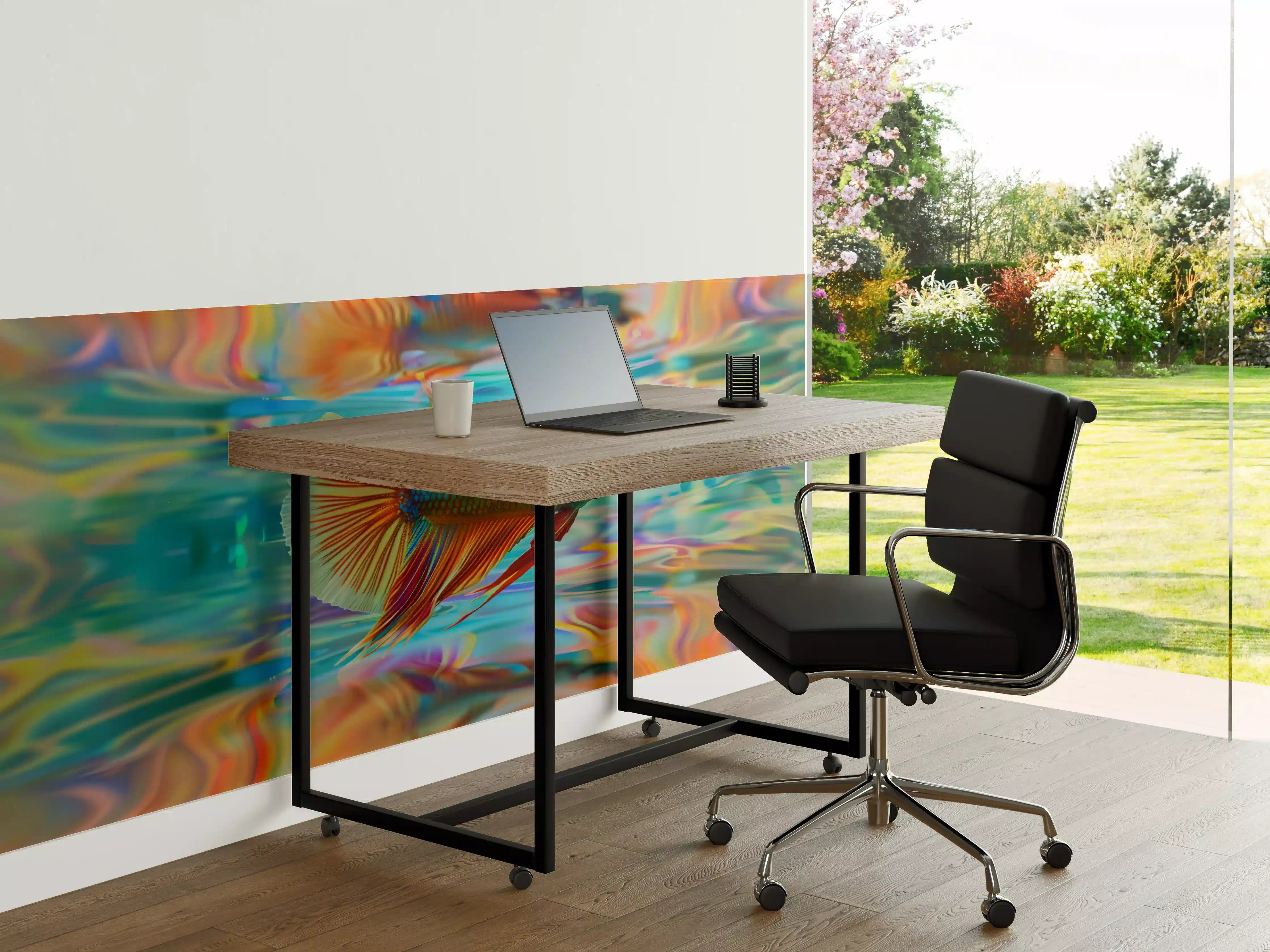 Büro Wandgestaltung - Bunter Betta-Fisch Türkis-Orange