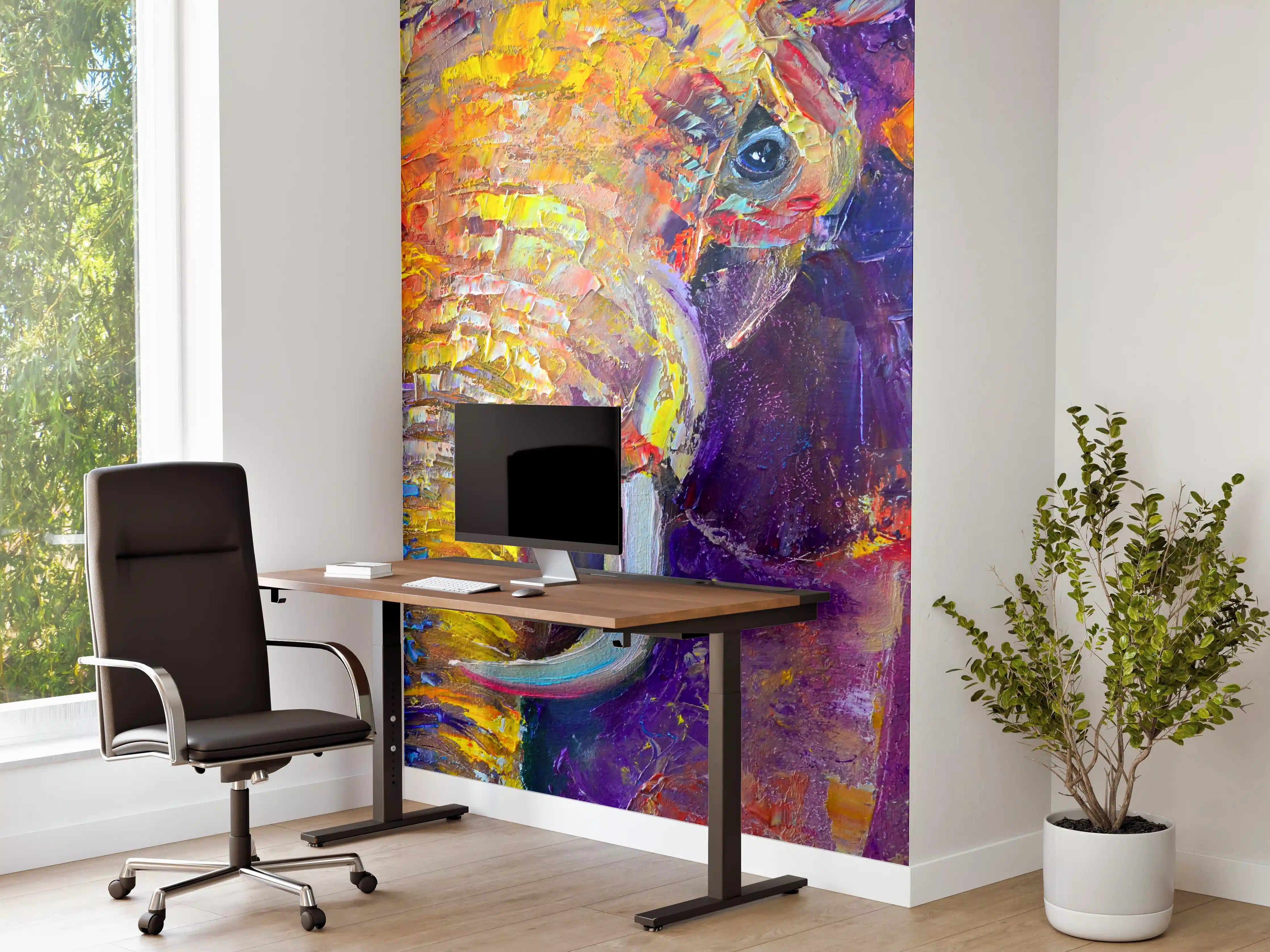 Büro Wandgestaltung - Bunter Elefant - Ölgemälde