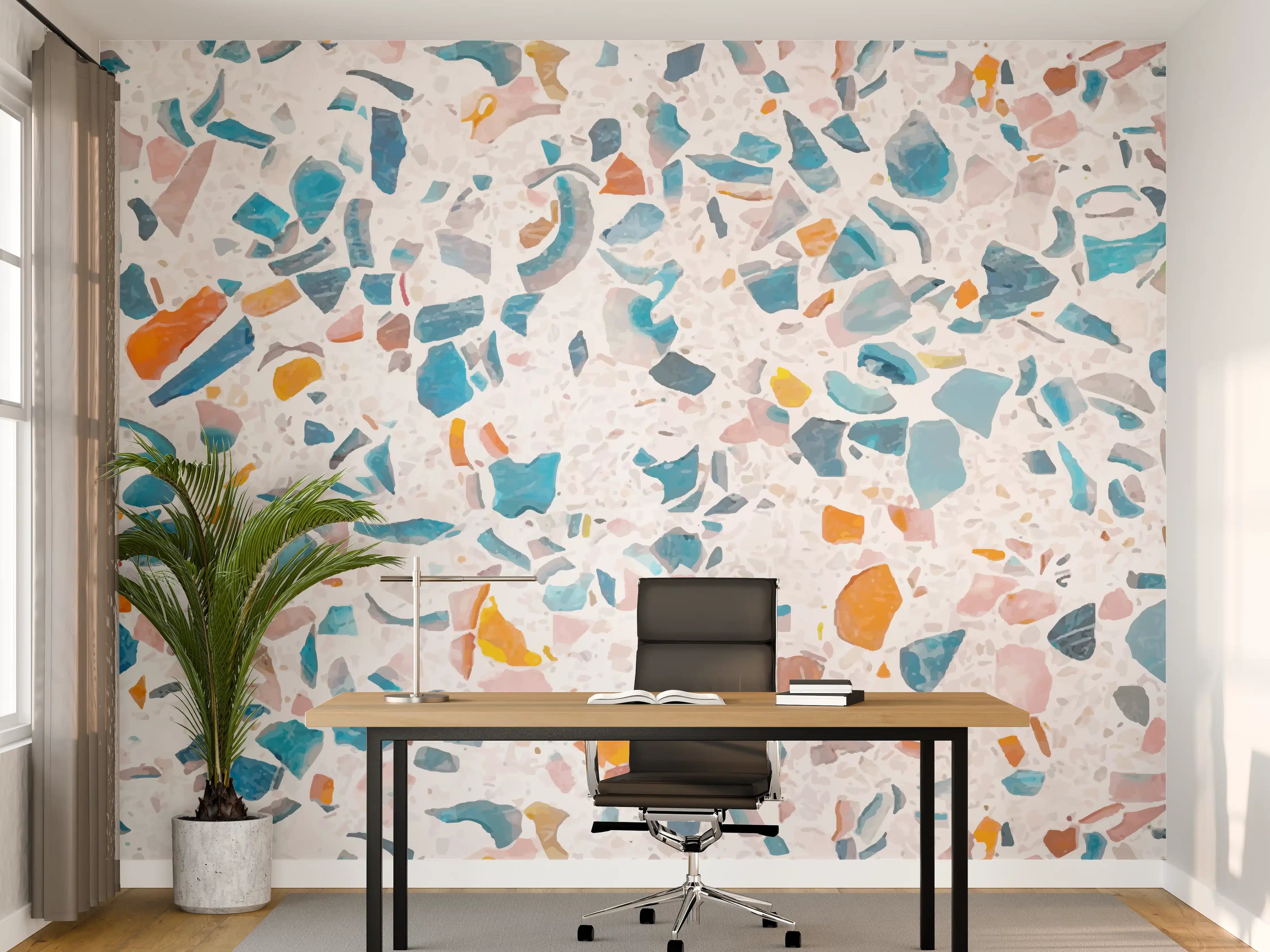 Büro Wandgestaltung - Bunter Terrazzo Designbelag