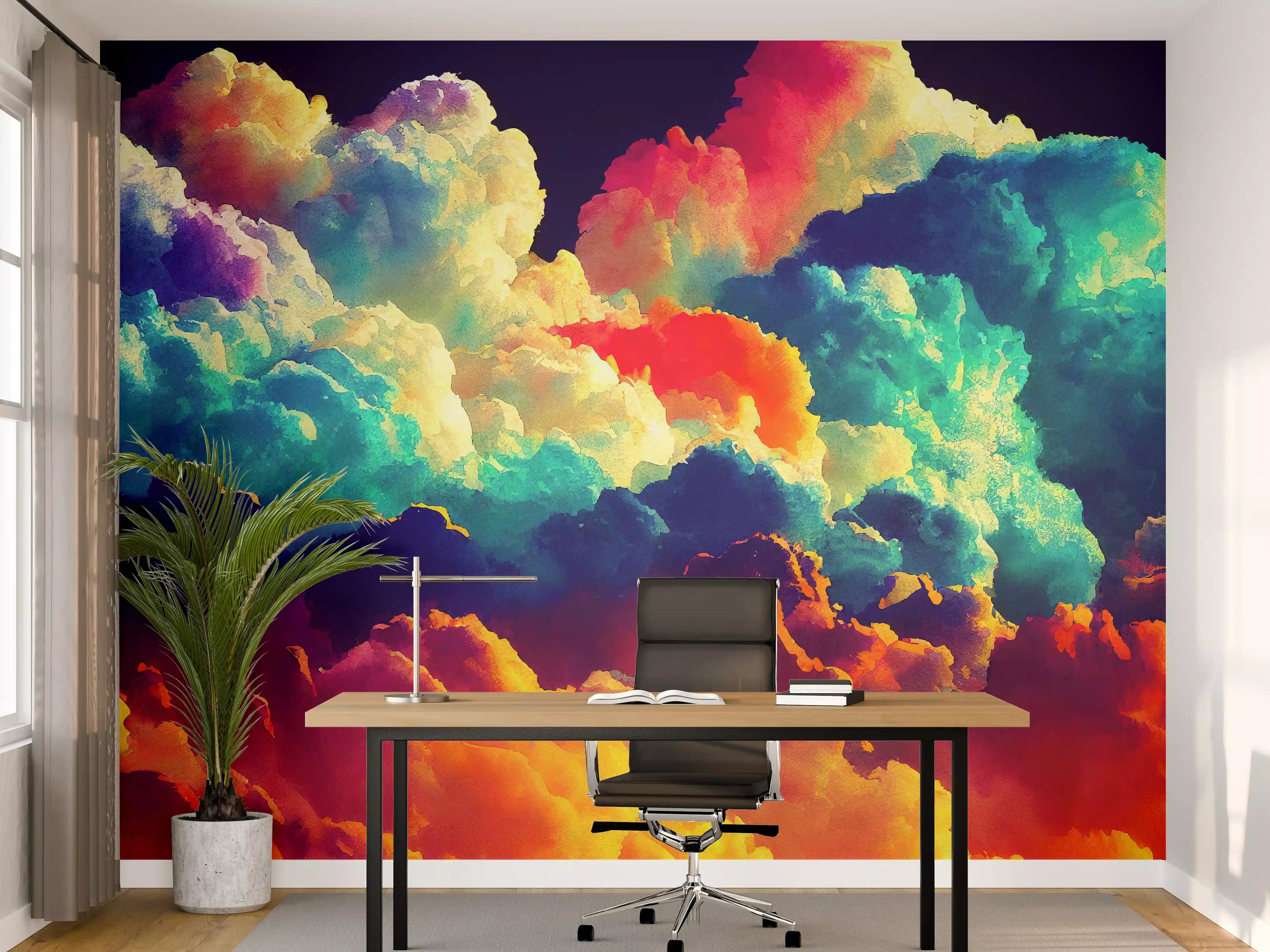 Büro Wandgestaltung - Bunter Wolkenhimmel
