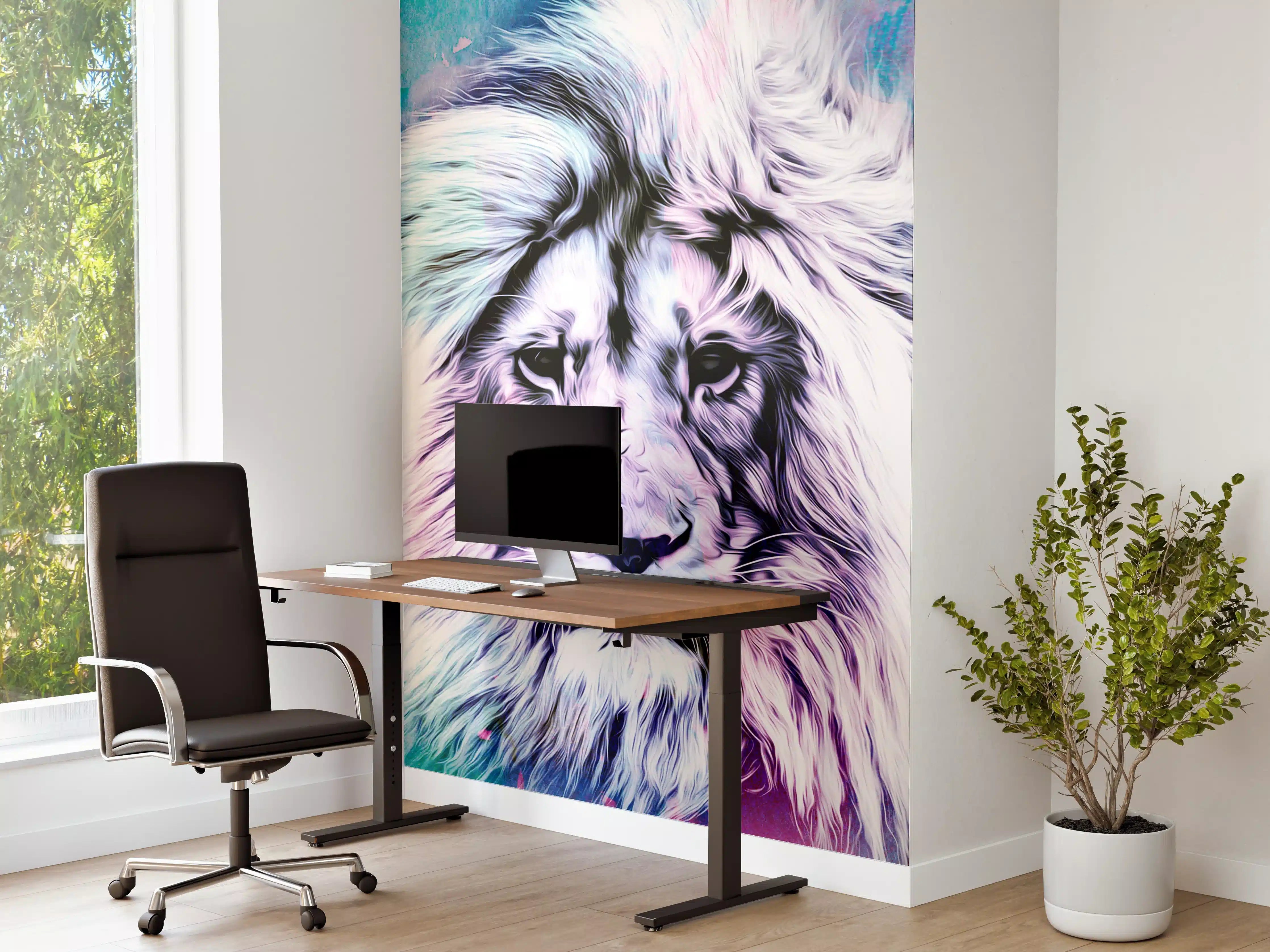 Büro Wandgestaltung - Bunter abstrakter Löwenkopf 
