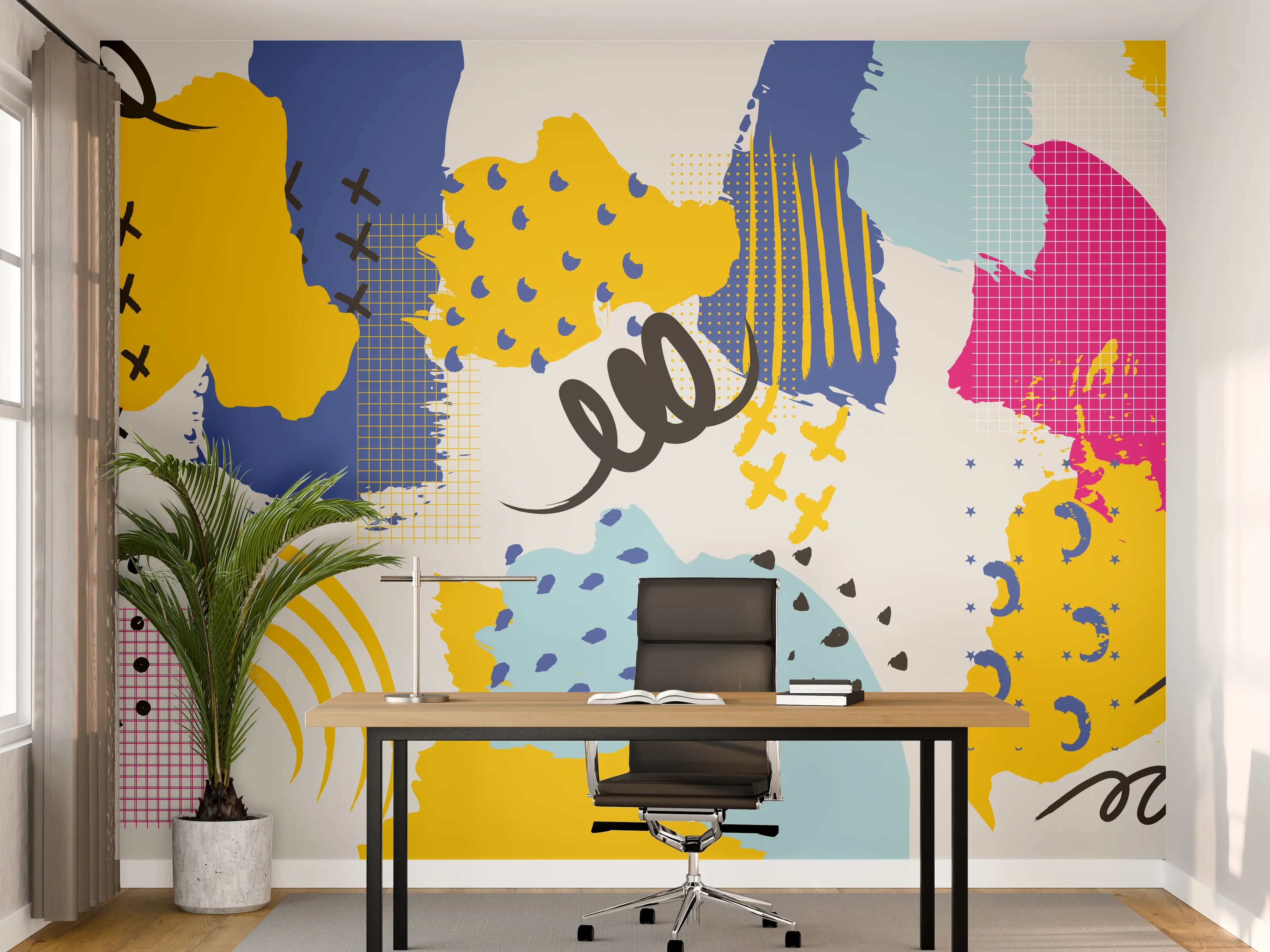 Büro Wandgestaltung - Buntes Abstrakt-Muster Design