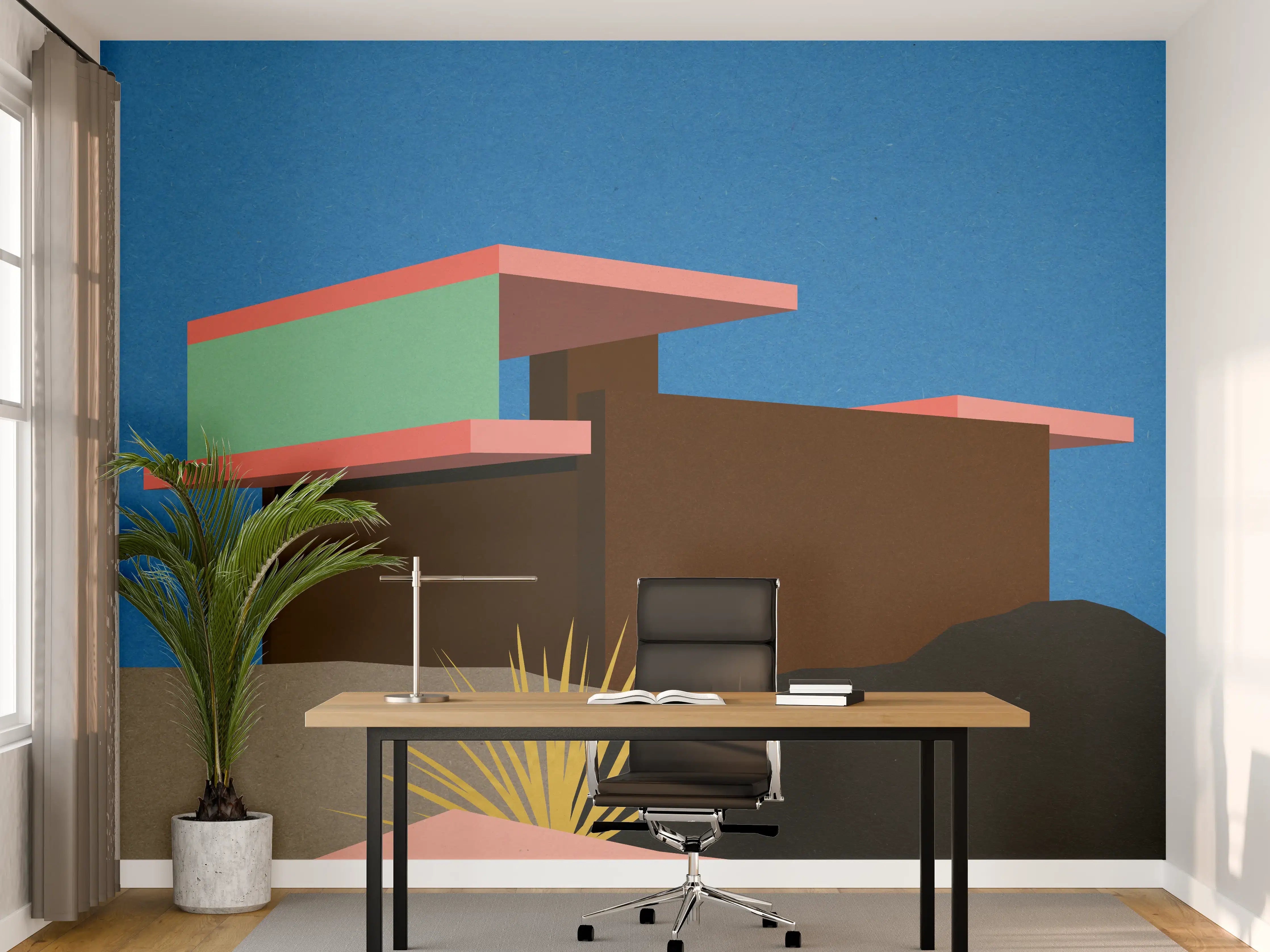 Büro Wandgestaltung - Buntes Bauhaus Desert House Poster
