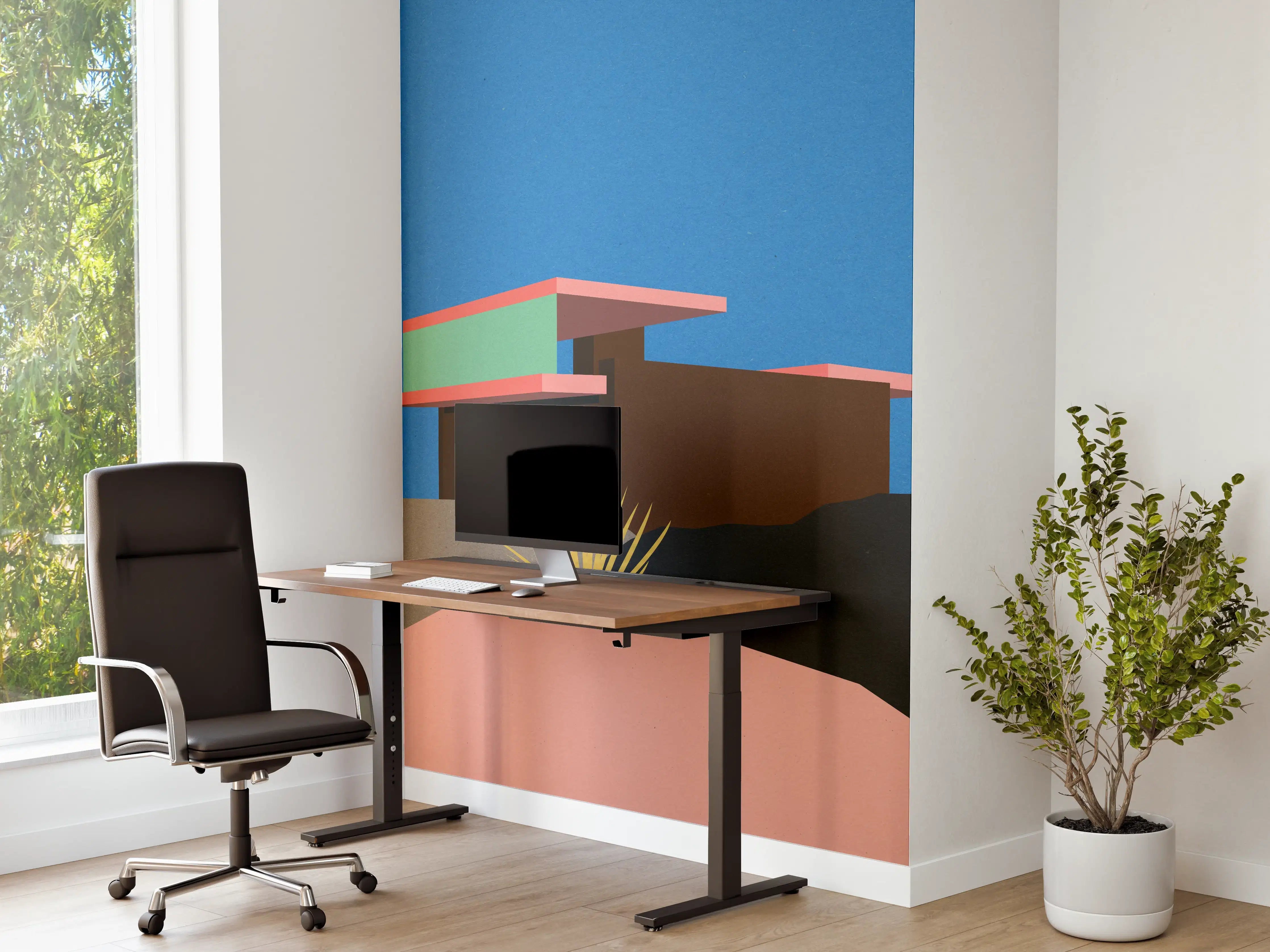 Büro Wandgestaltung - Buntes Bauhaus Desert House Poster