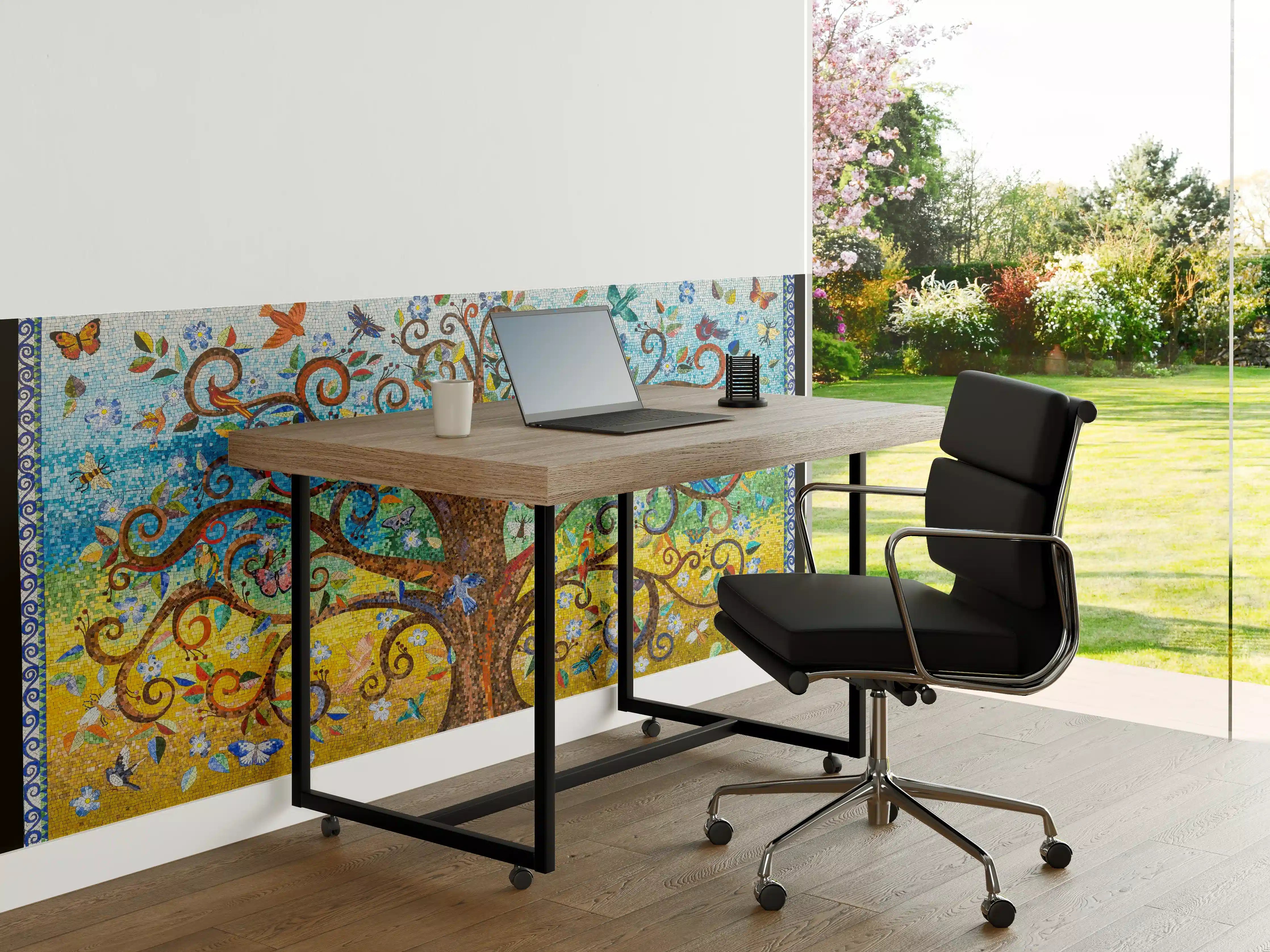 Büro Wandgestaltung - Buntes Baum Mosaik Kunstwerk