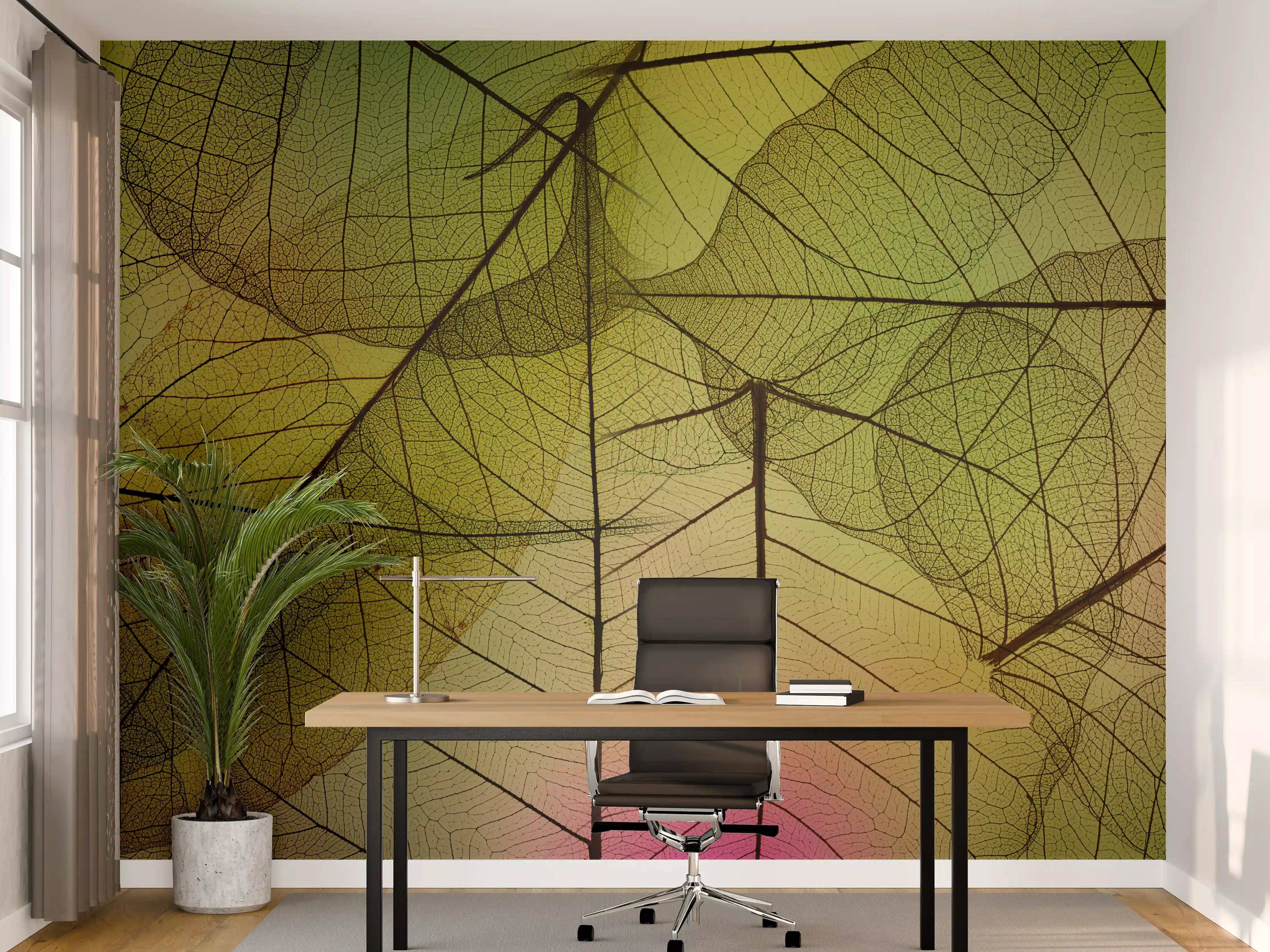 Büro Wandgestaltung - Buntes Blattadern Makrofoto
