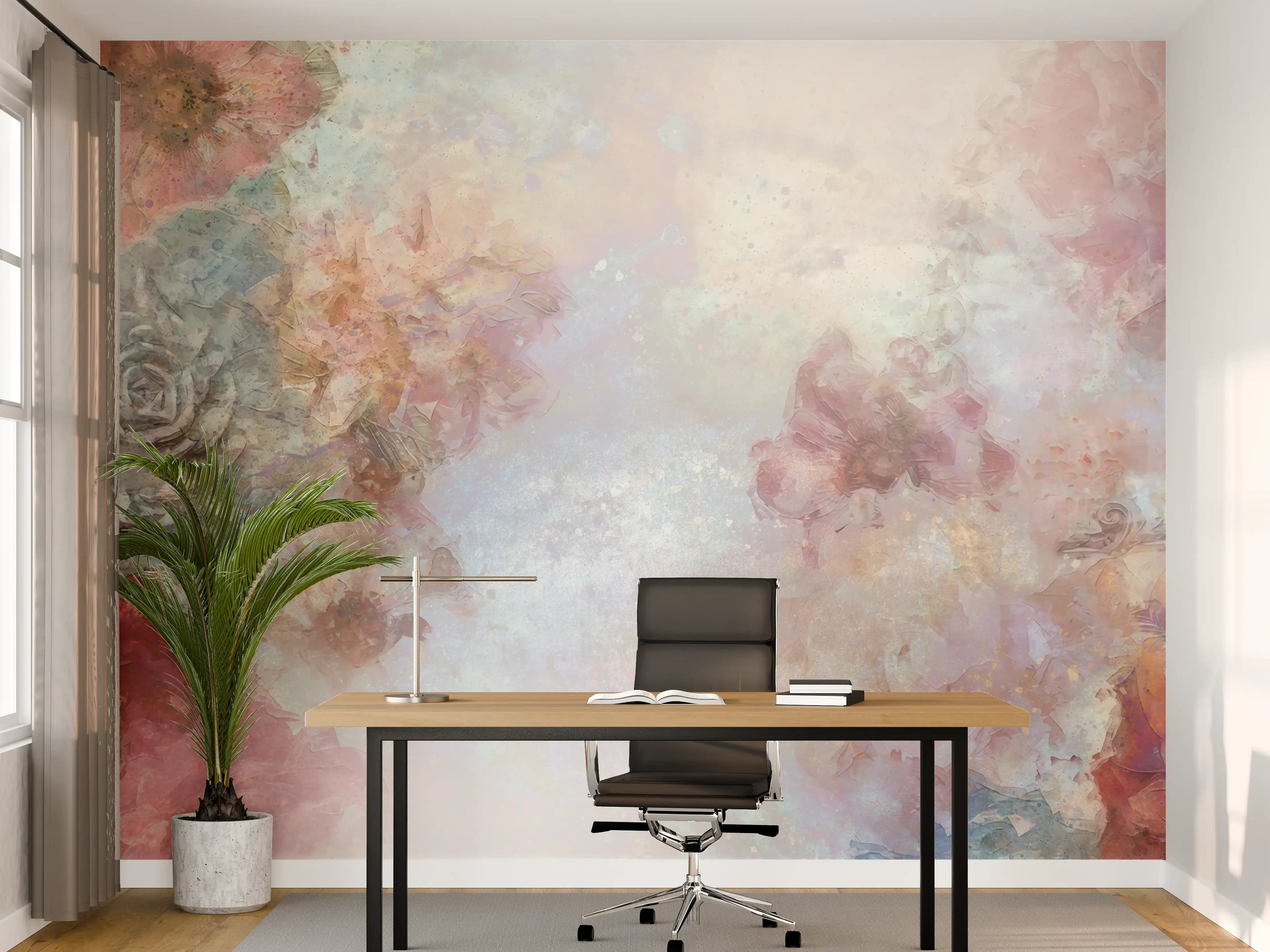 Büro Wandgestaltung - Buntes Blumen Portrait