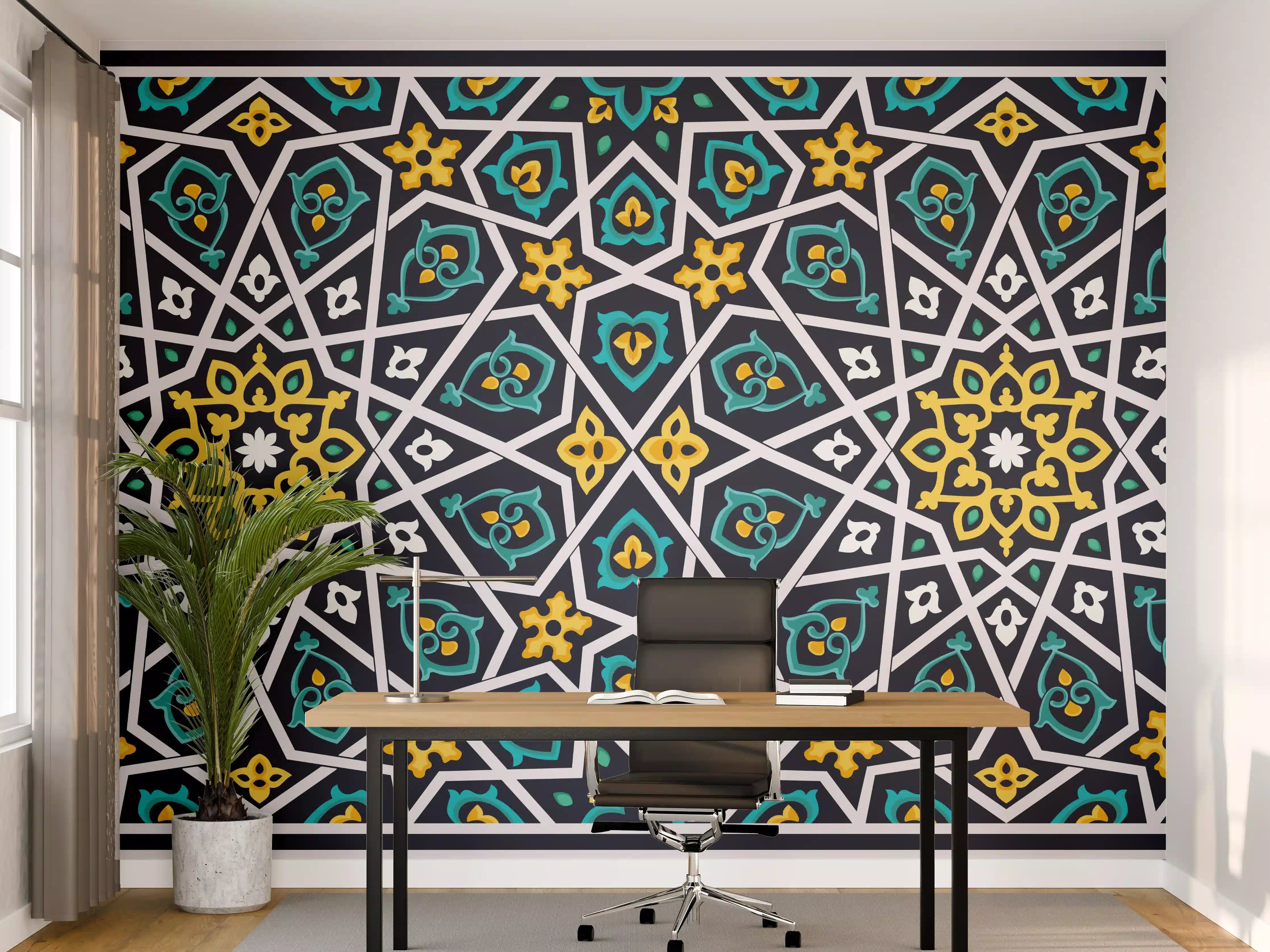 Büro Wandgestaltung - Buntes Ethno-Muster Design