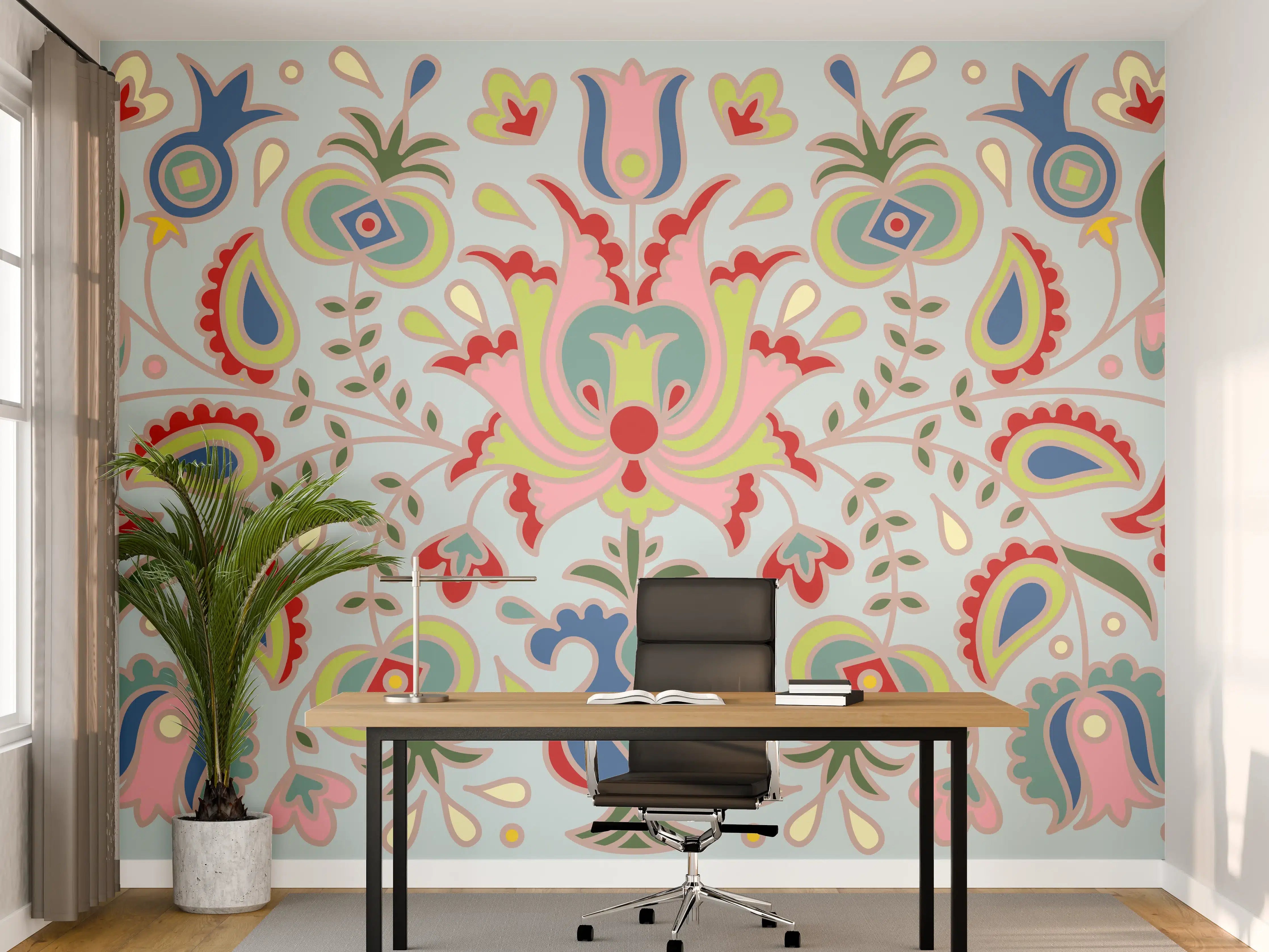 Büro Wandgestaltung - Buntes Floral-Print-Muster