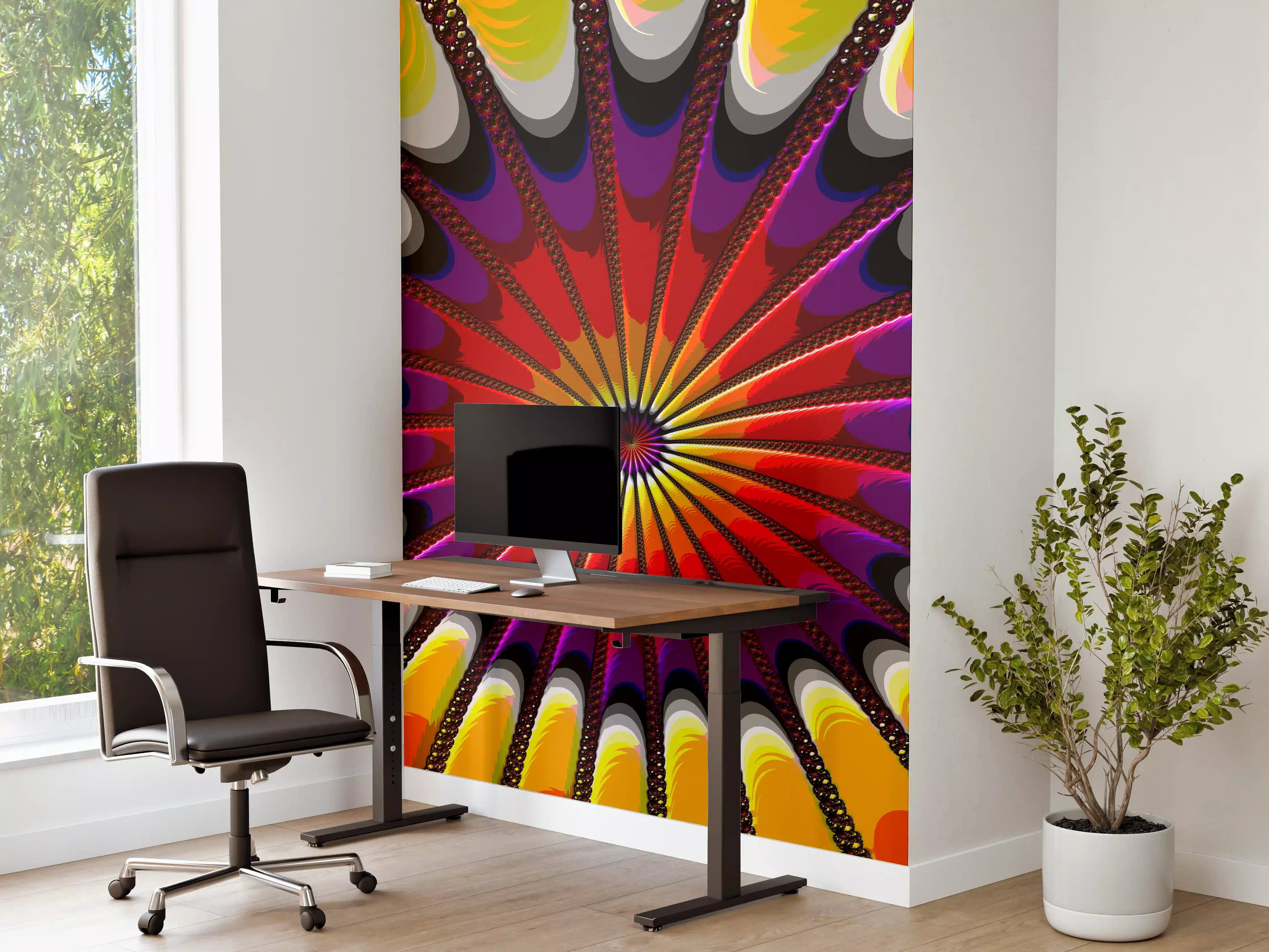 Büro Wandgestaltung - Buntes Fraktal Kunstwerk