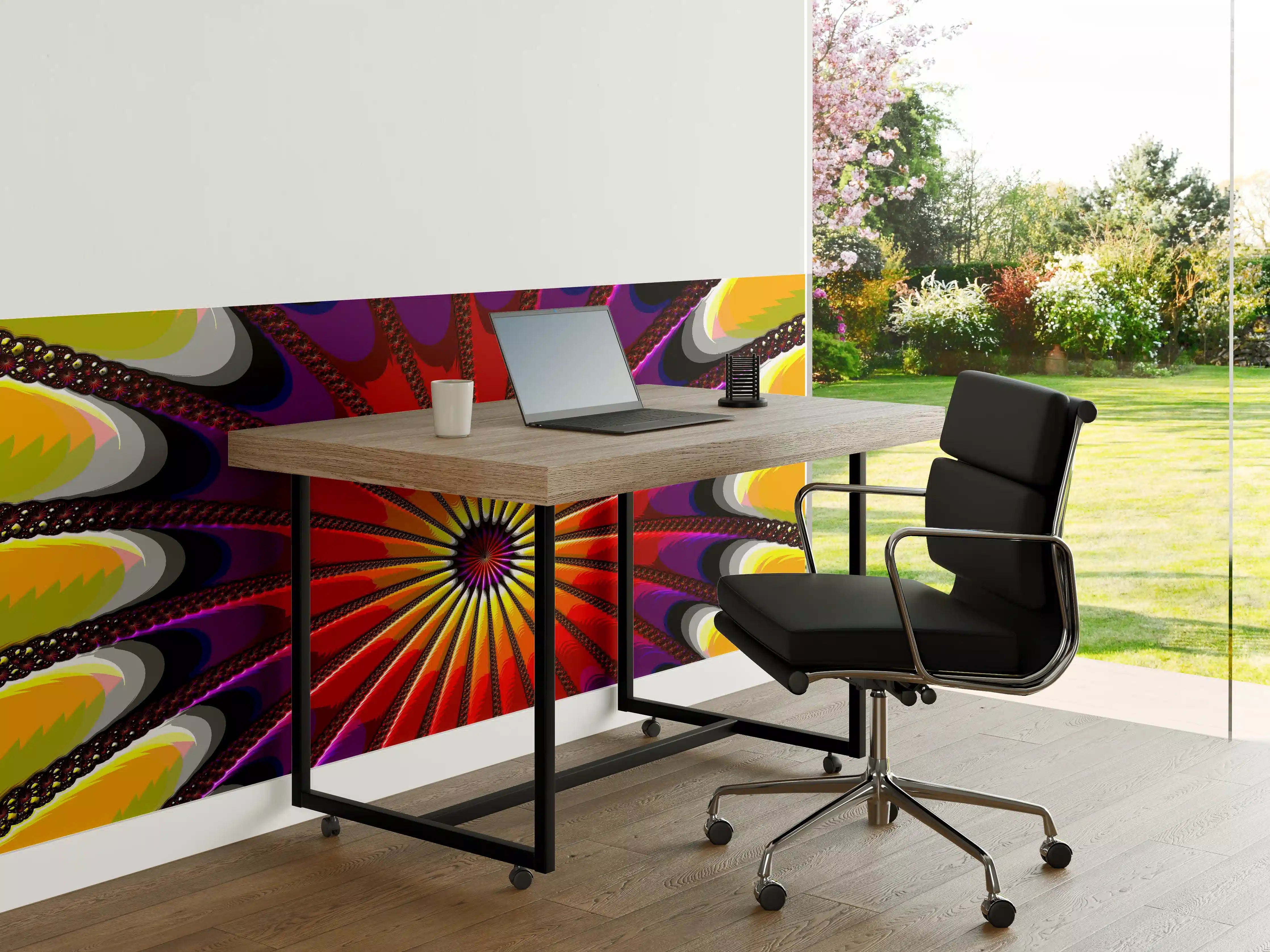 Büro Wandgestaltung - Buntes Fraktal Kunstwerk