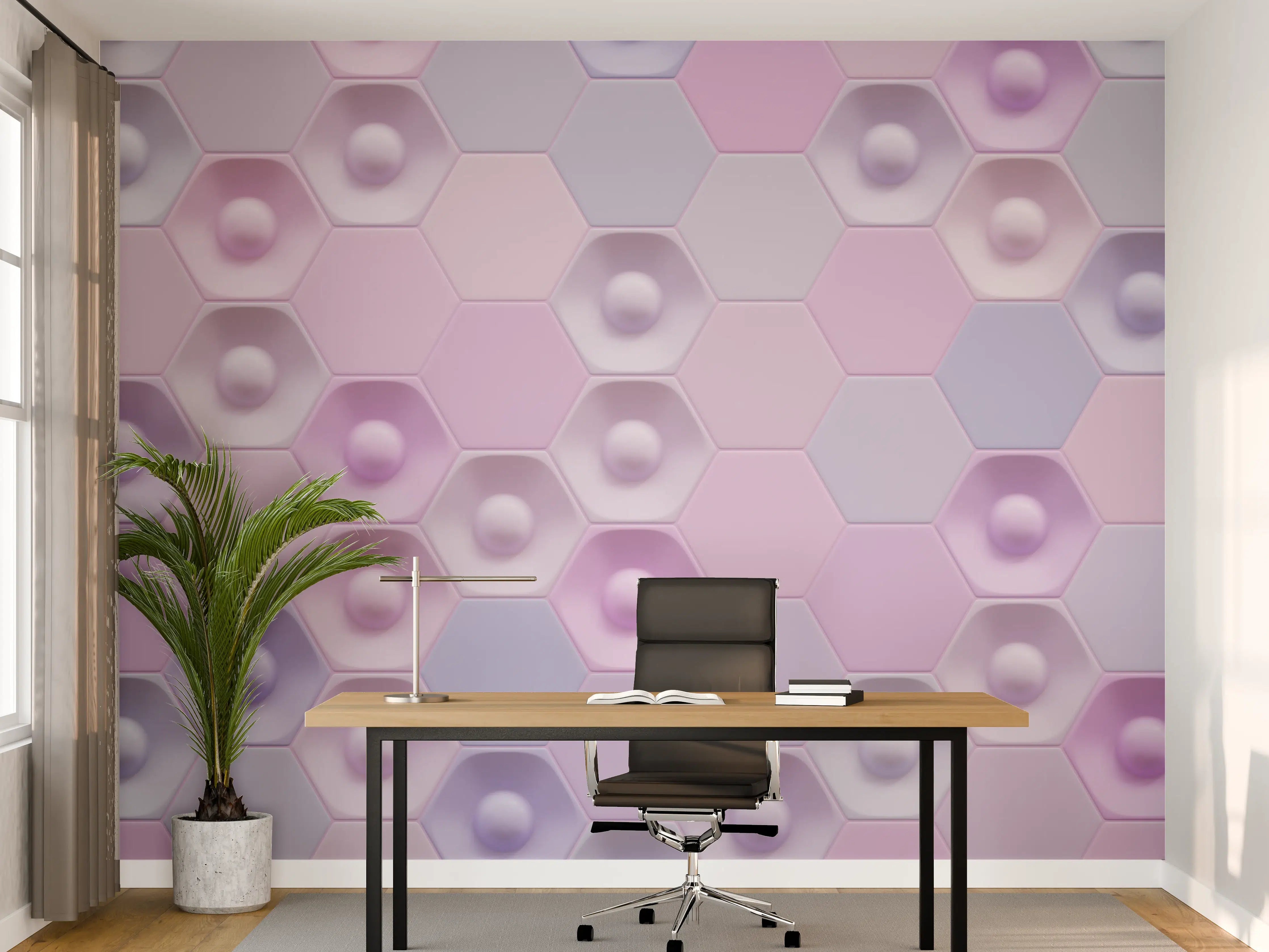 Büro Wandgestaltung - Buntes Hexagon-Muster 3D
