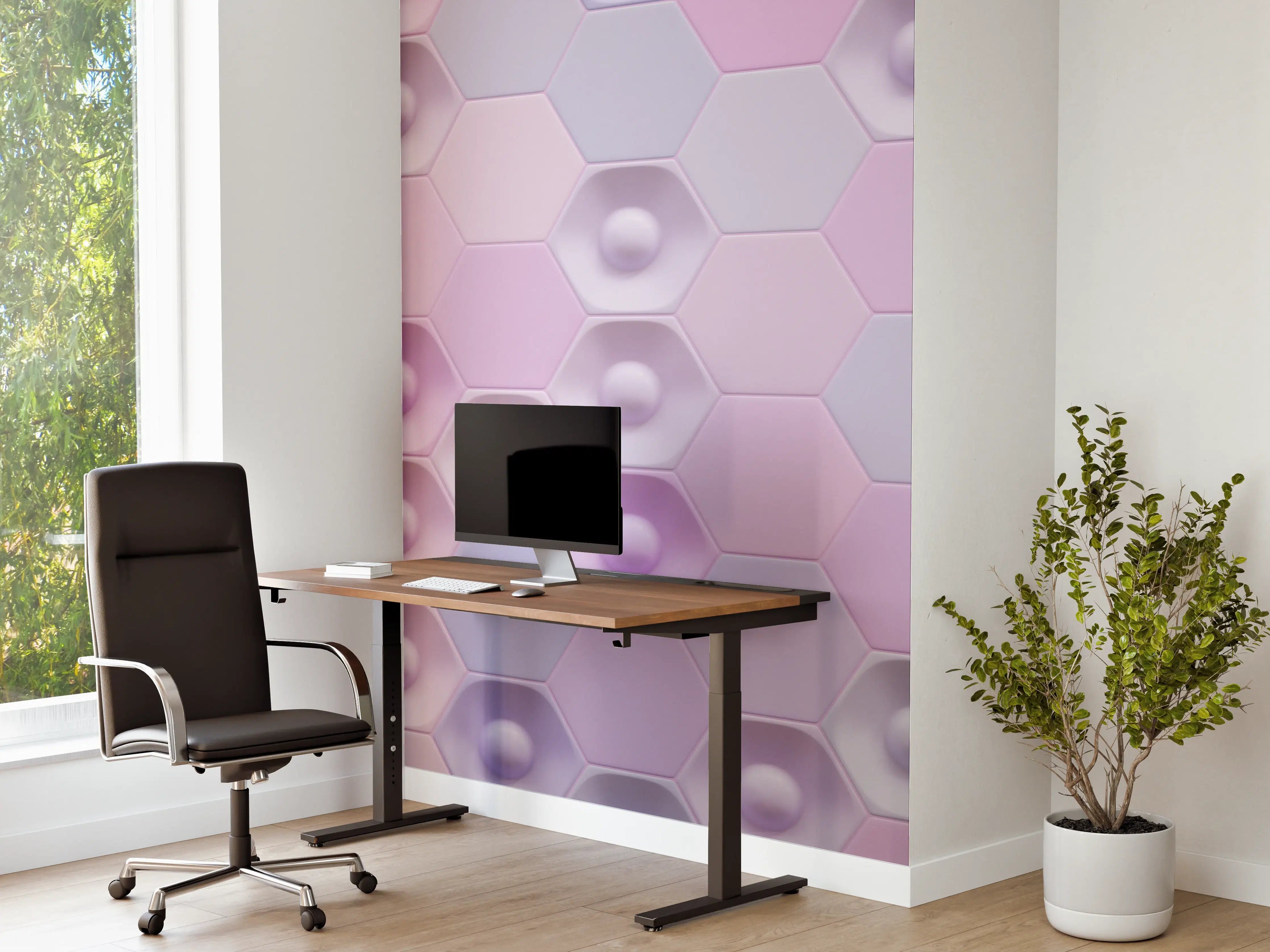 Büro Wandgestaltung - Buntes Hexagon-Muster 3D