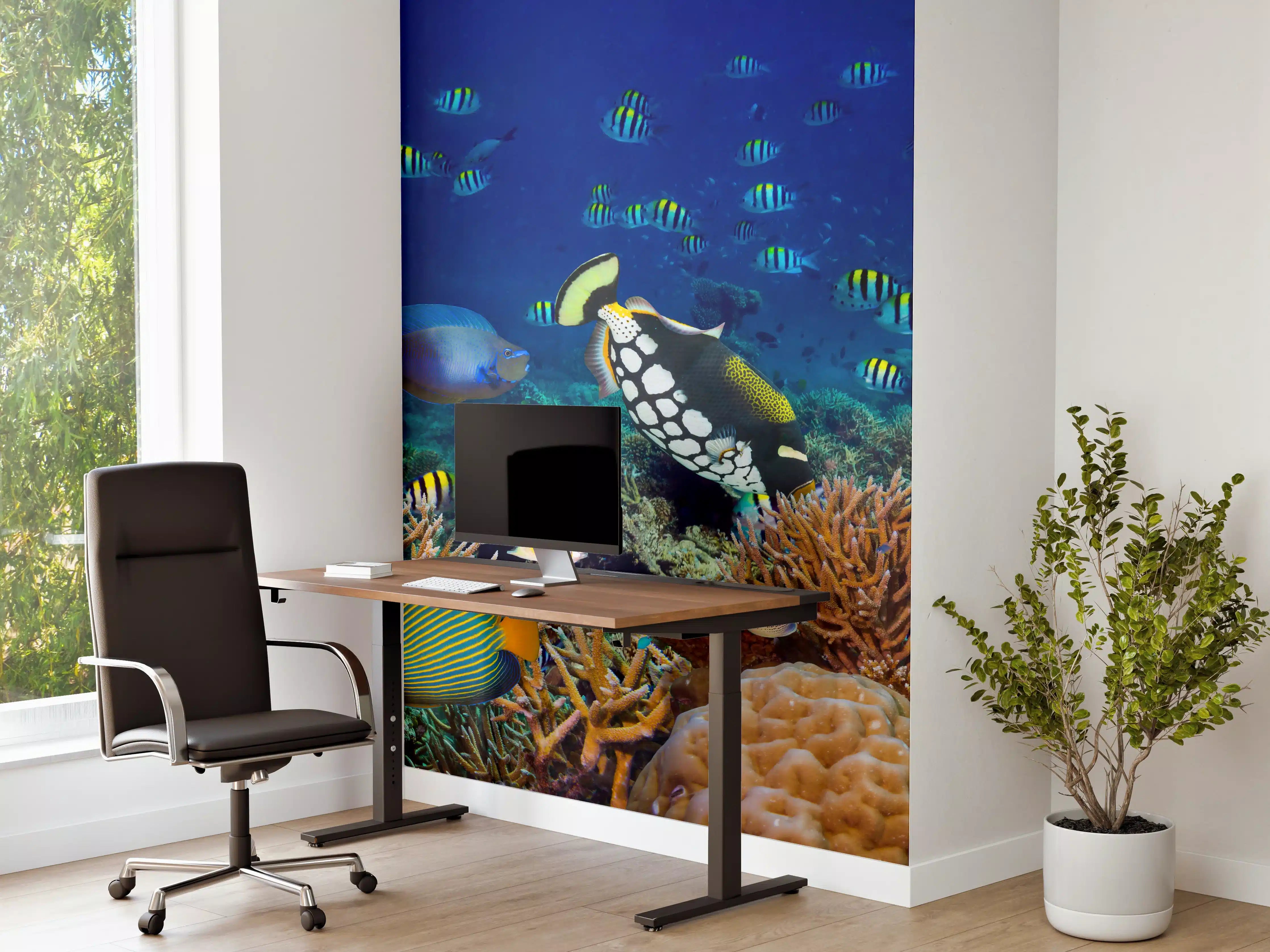 Büro Wandgestaltung - Buntes Korallenriff Blau-Türkis