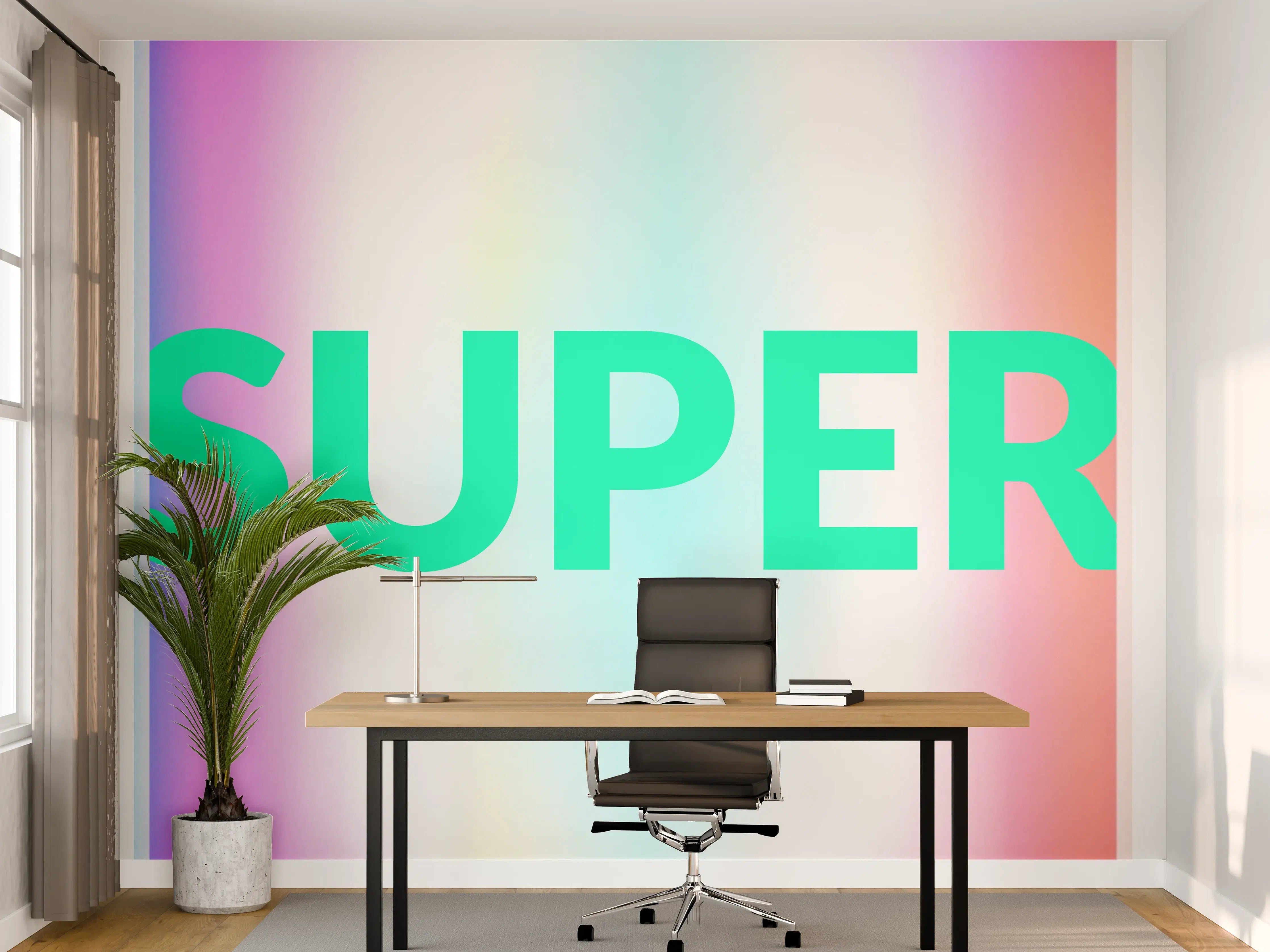 Büro Wandgestaltung - Buntes Leuchten 'SUPER' Grafikdesign