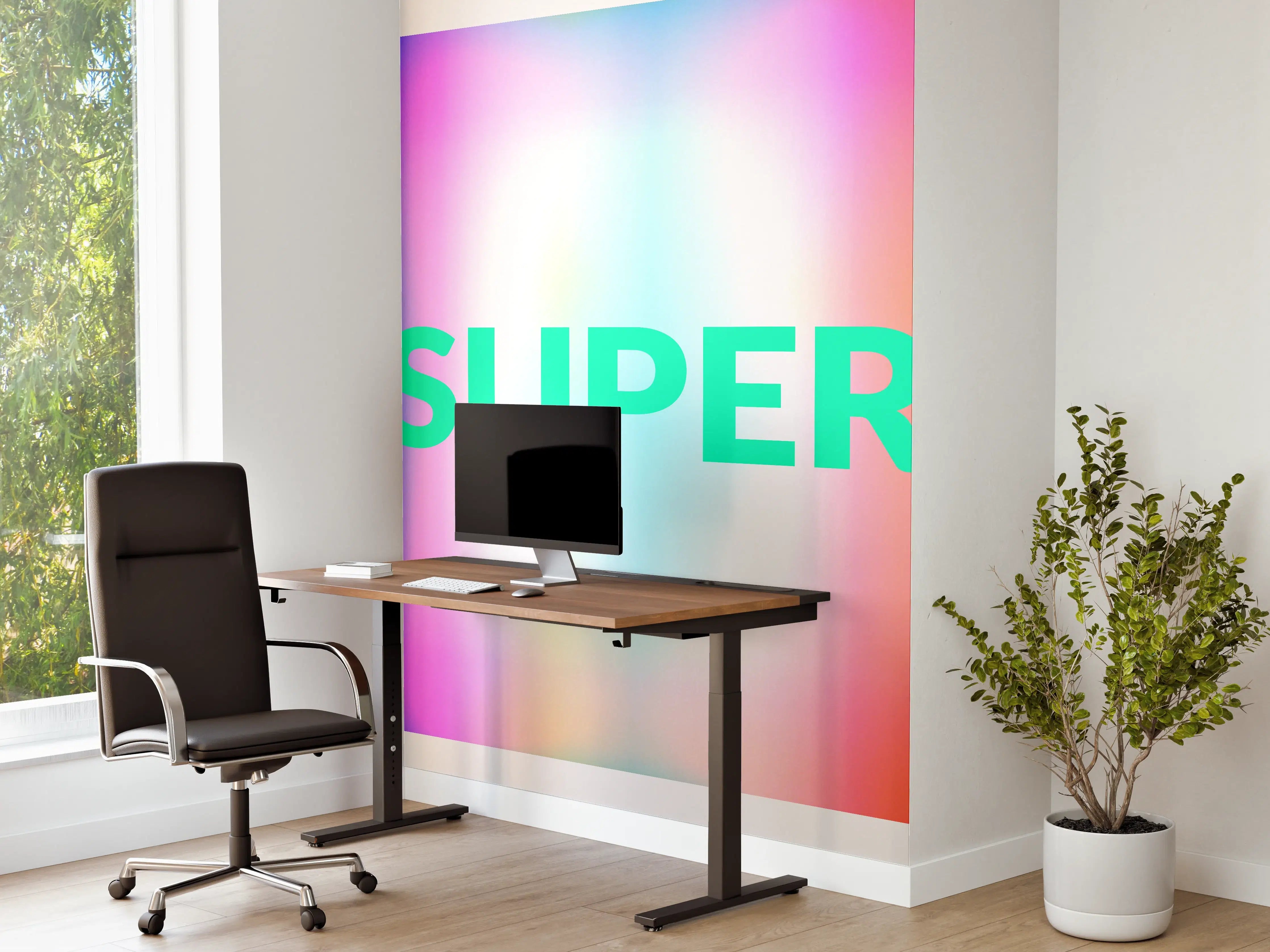 Büro Wandgestaltung - Buntes Leuchten 'SUPER' Grafikdesign