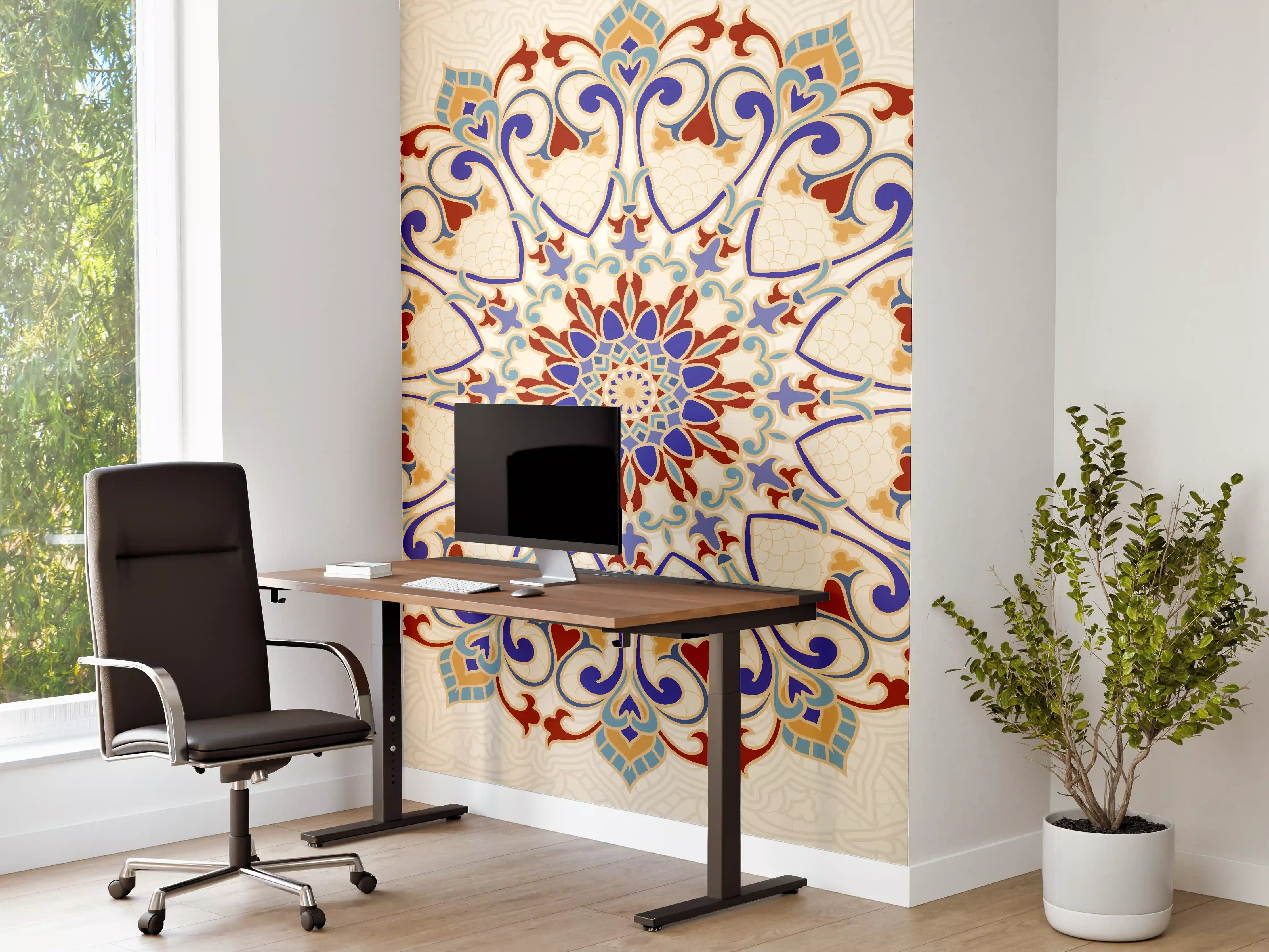 Büro Wandgestaltung - Buntes Mosaik Mandala Kunstwerk