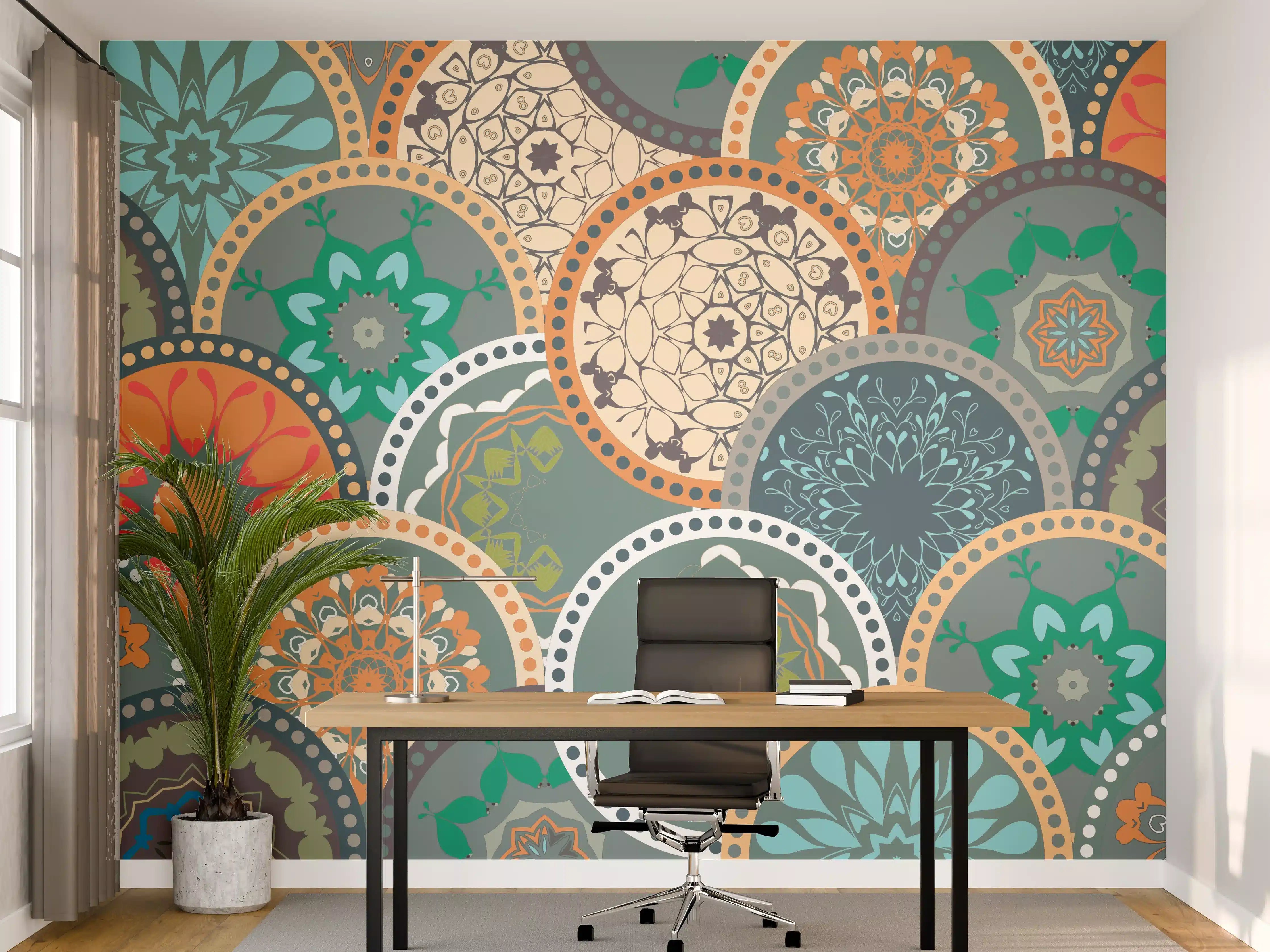 Büro Wandgestaltung - Buntes Muster Mandala Design