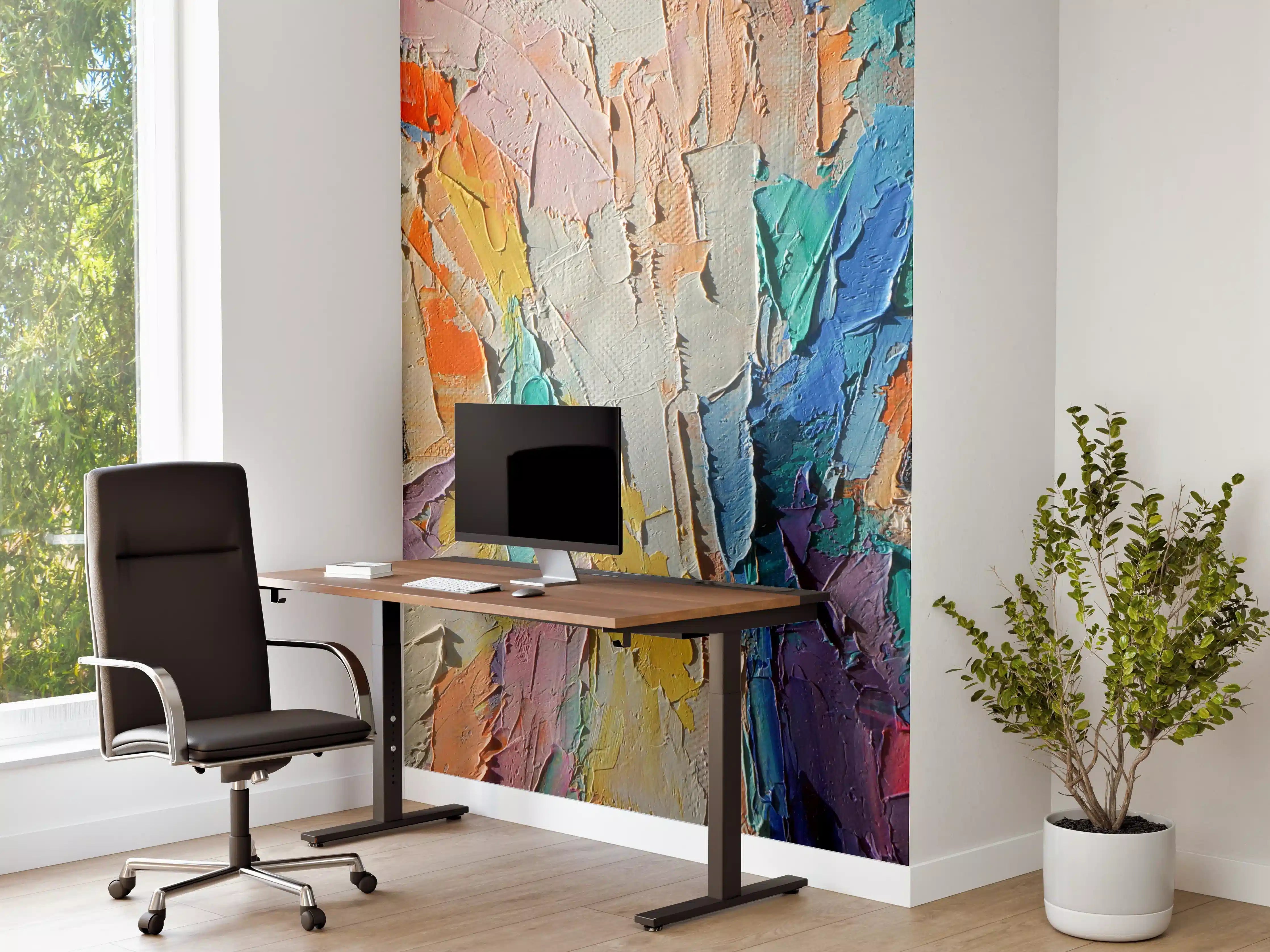 Büro Wandgestaltung - Buntes Ölporträt Mädchen
