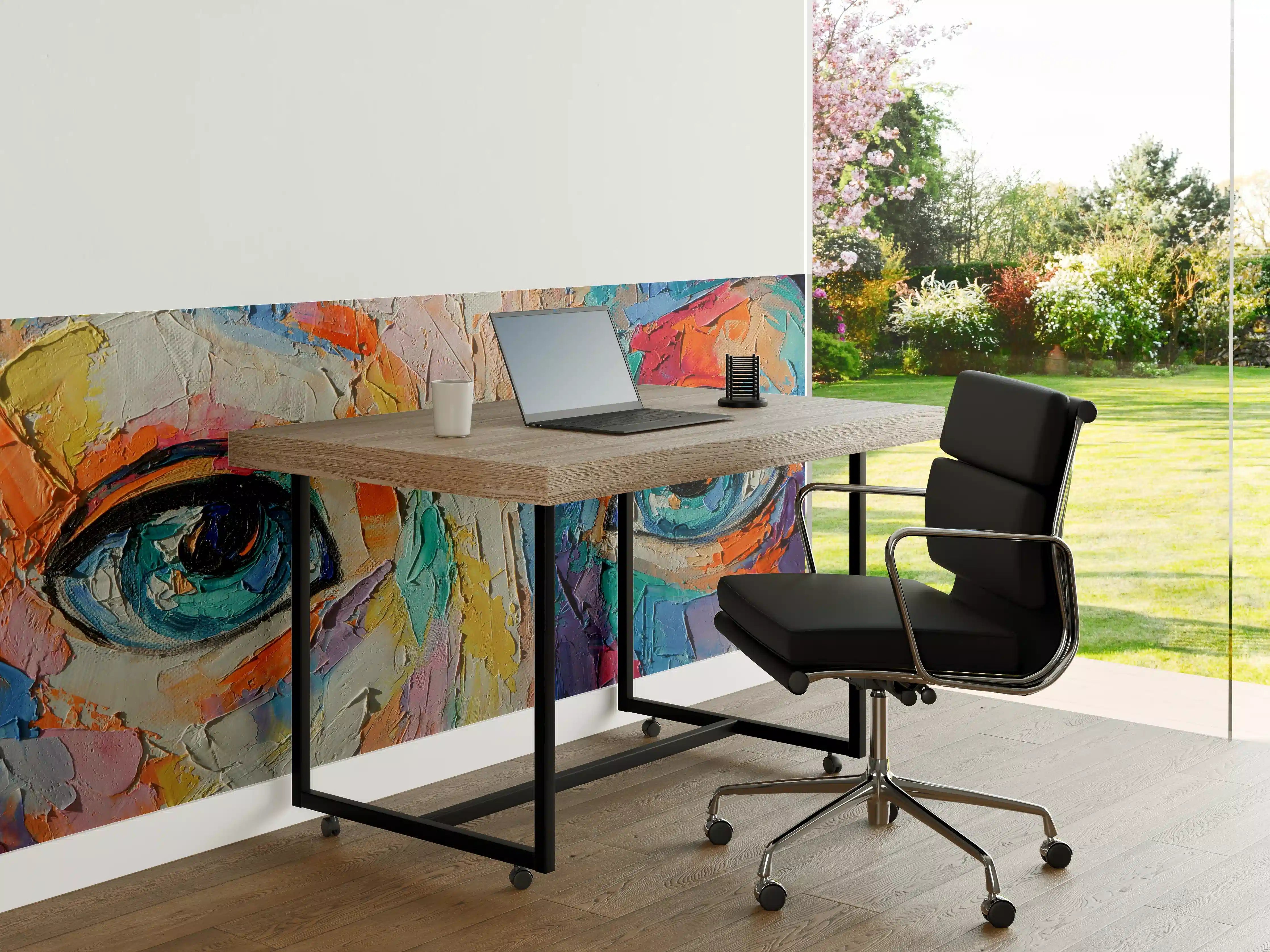 Büro Wandgestaltung - Buntes Ölporträt Mädchen