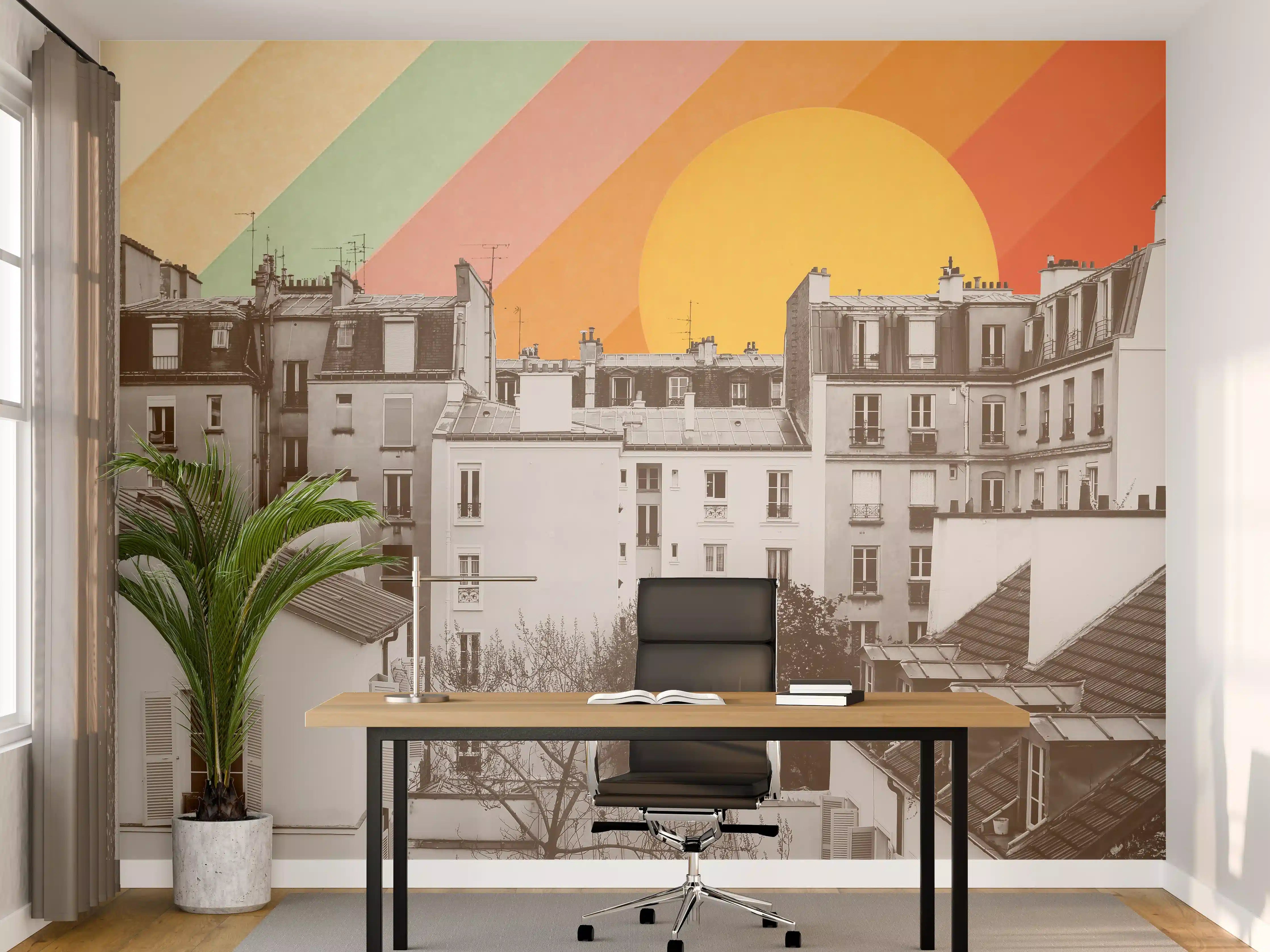 Büro Wandgestaltung - Buntes Paris Schwarz-Weiß