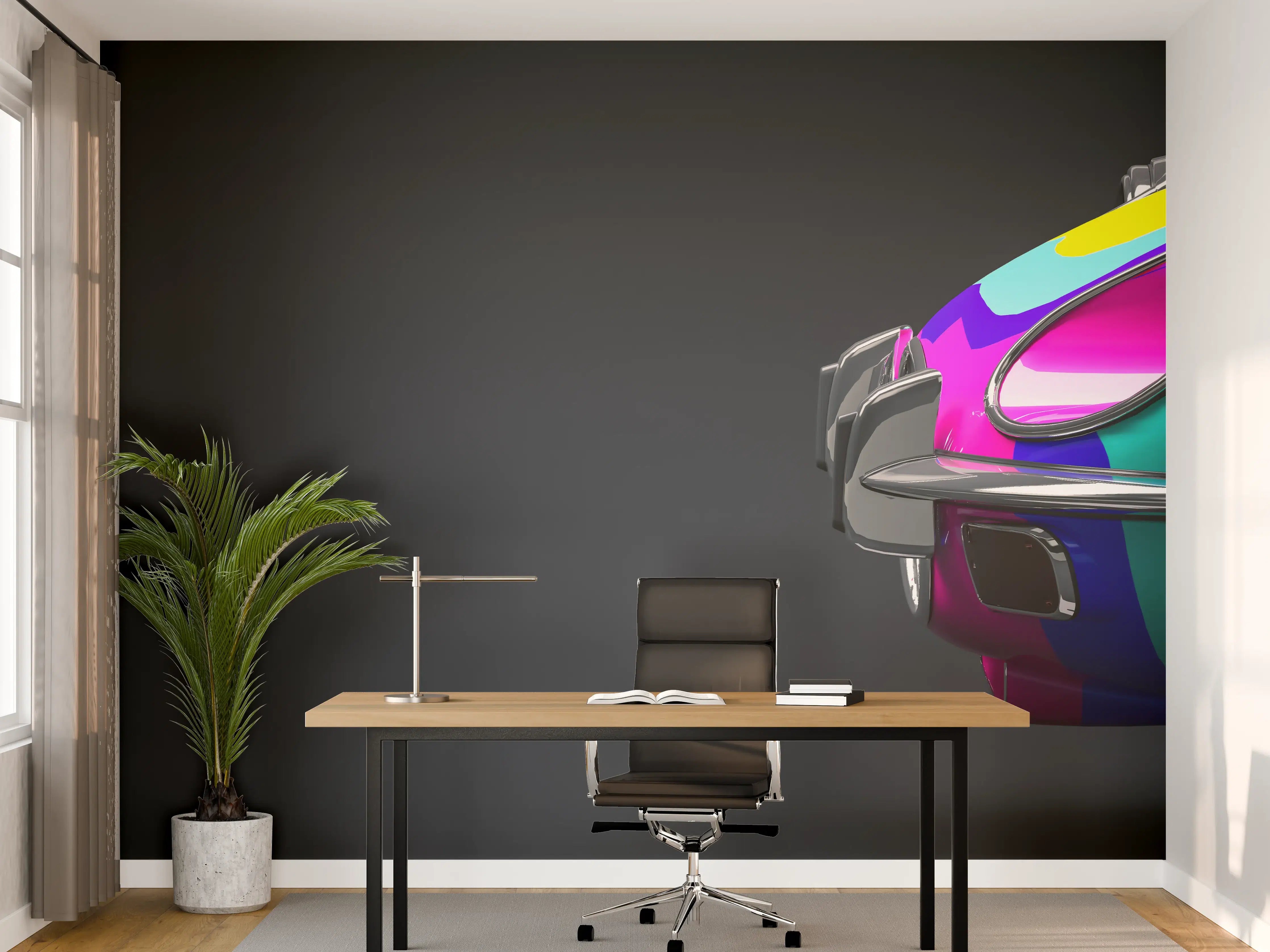 Büro Wandgestaltung - Buntes Retro Auto 3D