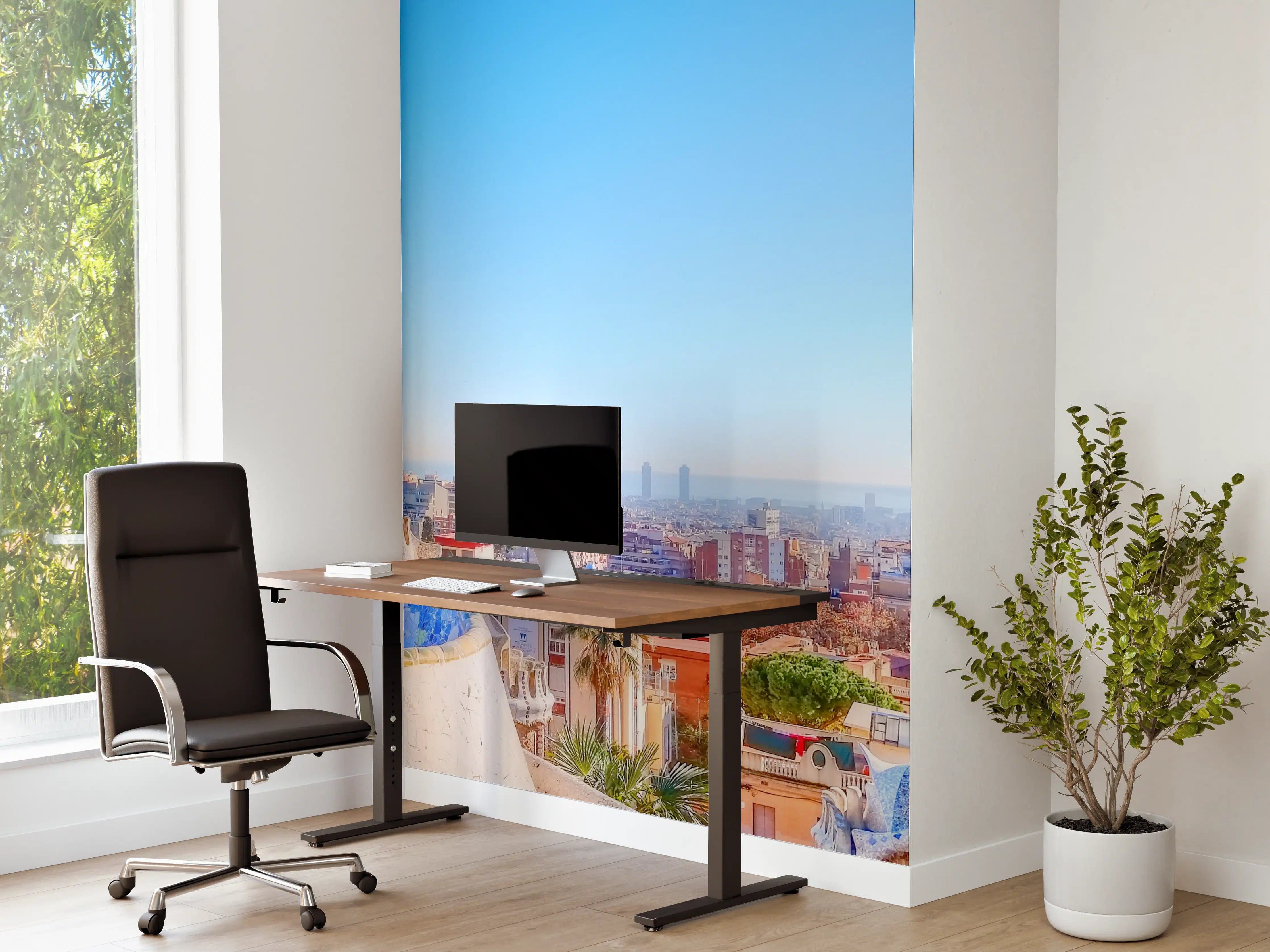 Büro Wandgestaltung - Buntes Stadtpanorama mit berühmter Architektur