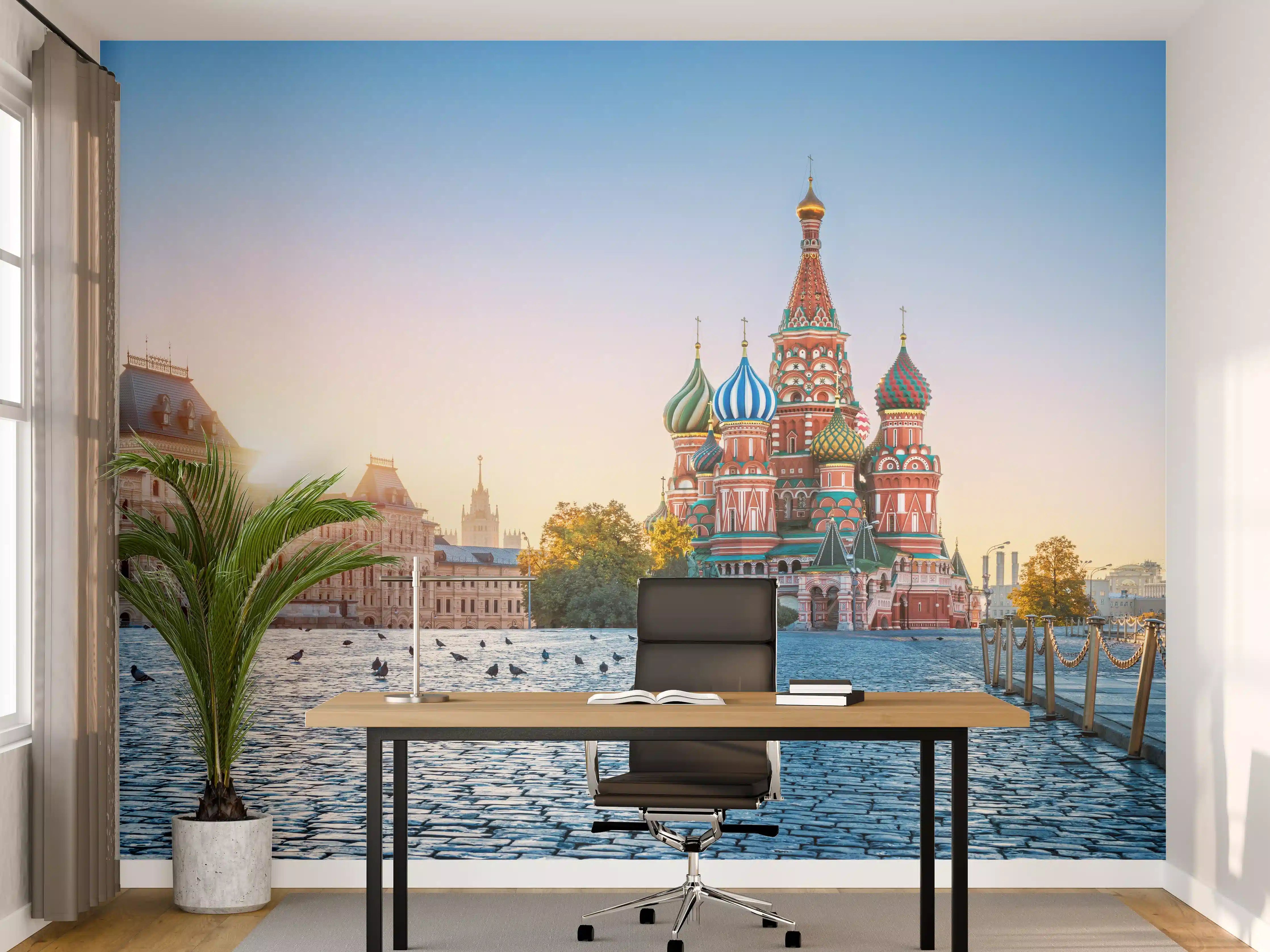 Büro Wandgestaltung - Buntes Wahrzeichen Russlands bei Sonnenaufgang