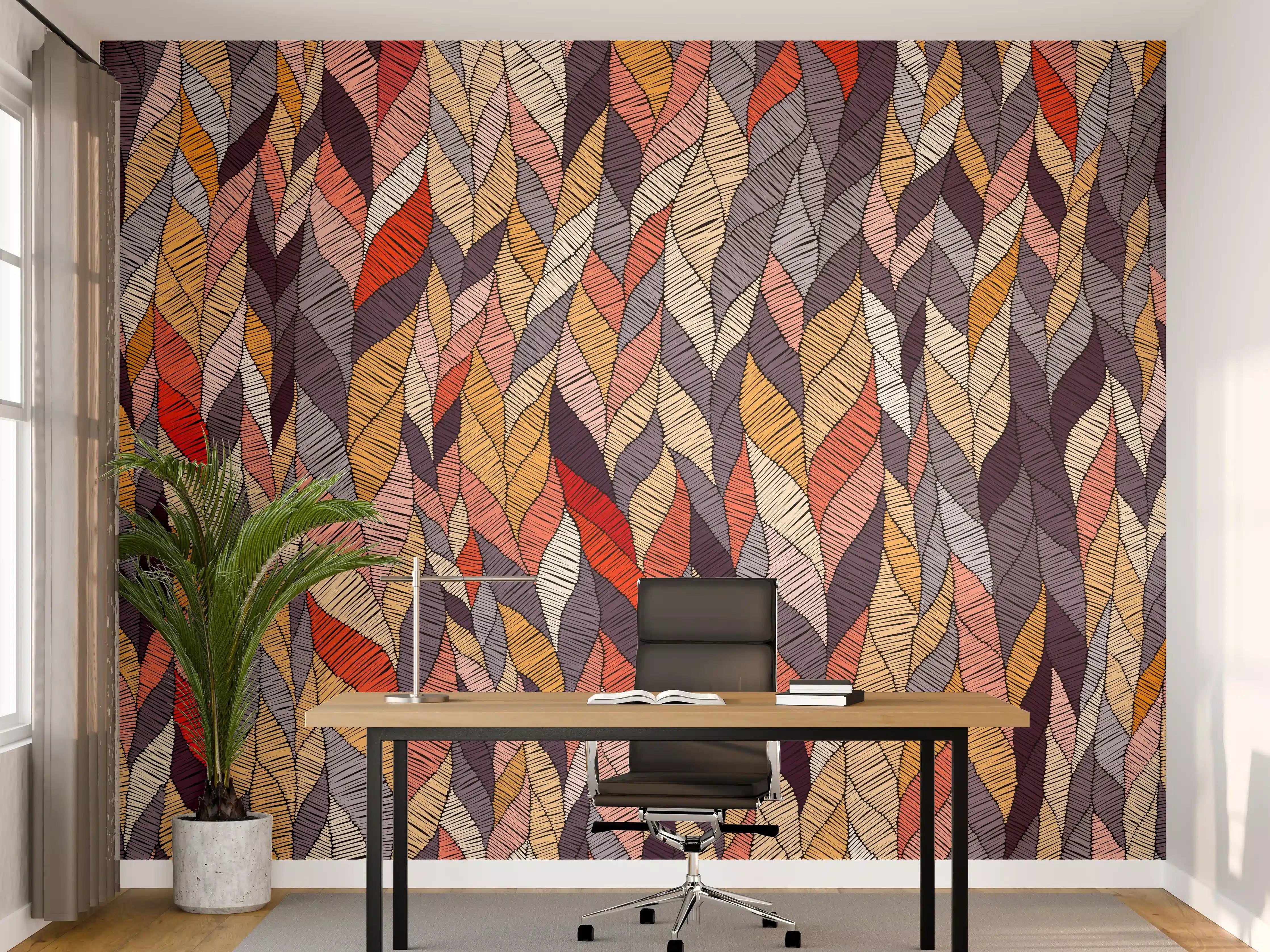 Büro Wandgestaltung - Buntes Wellenmuster Textildesign