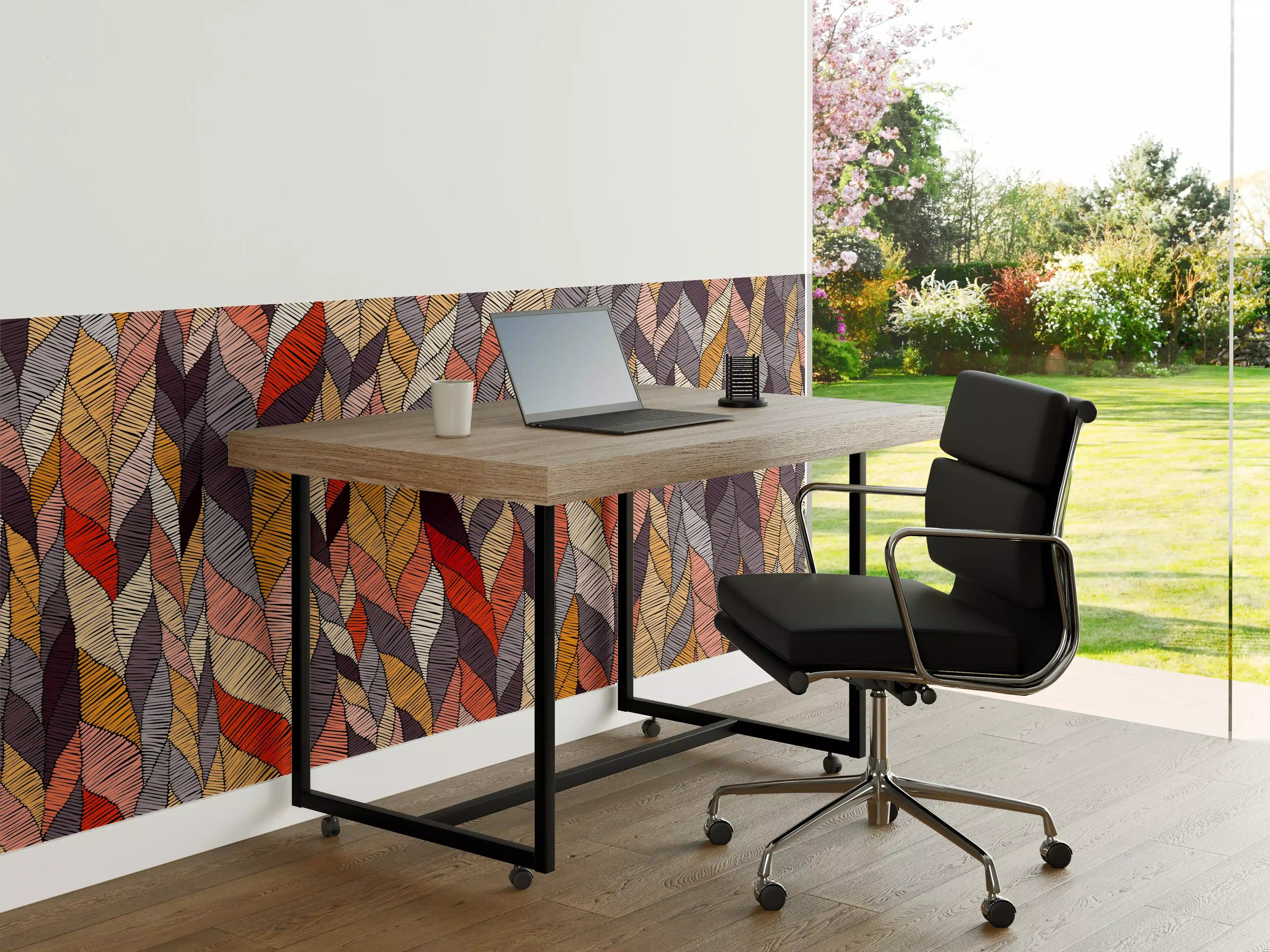 Büro Wandgestaltung - Buntes Wellenmuster Textildesign