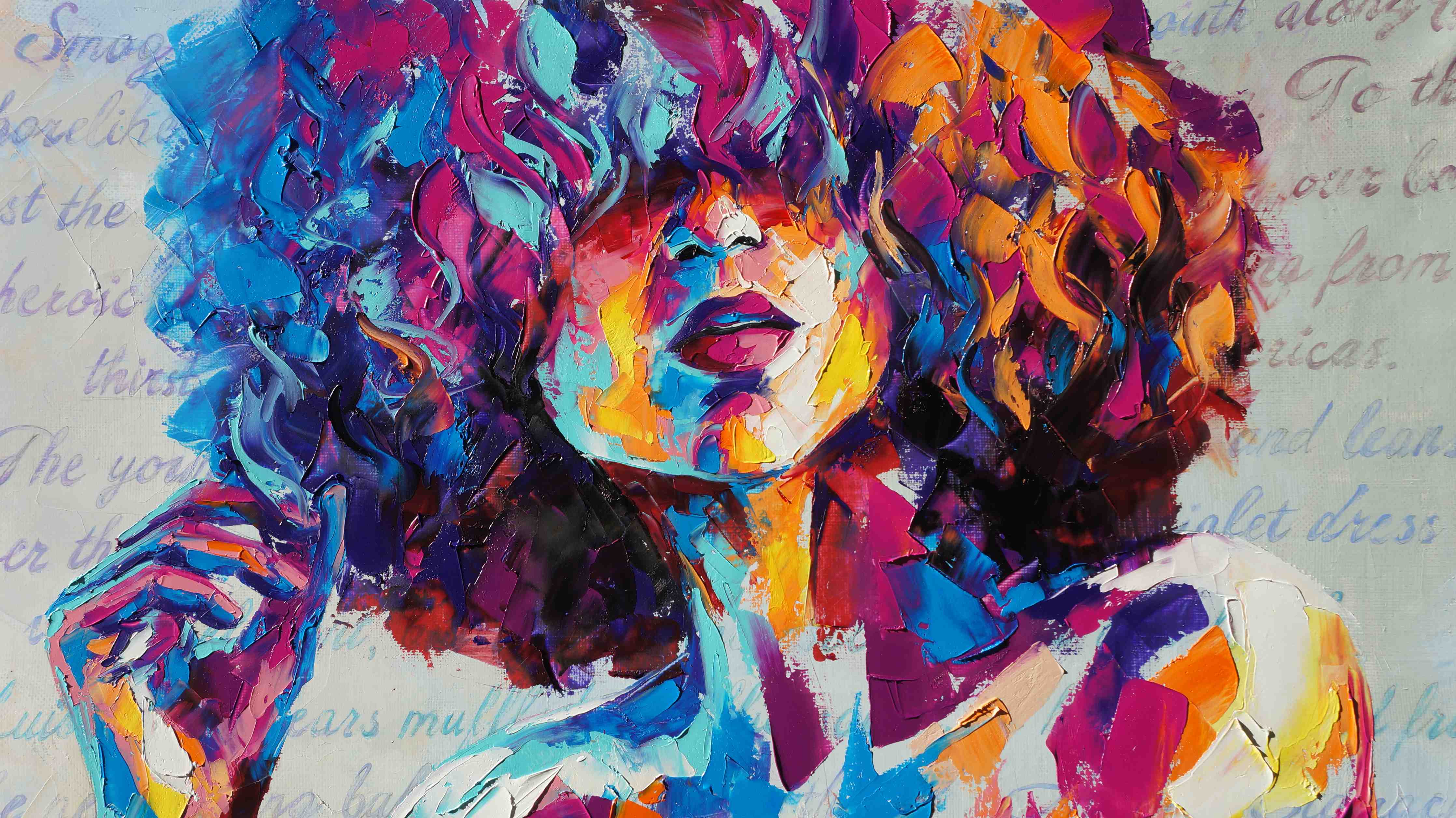 Büro Wandgestaltung-Buntes "Louise" - Ölgemälde