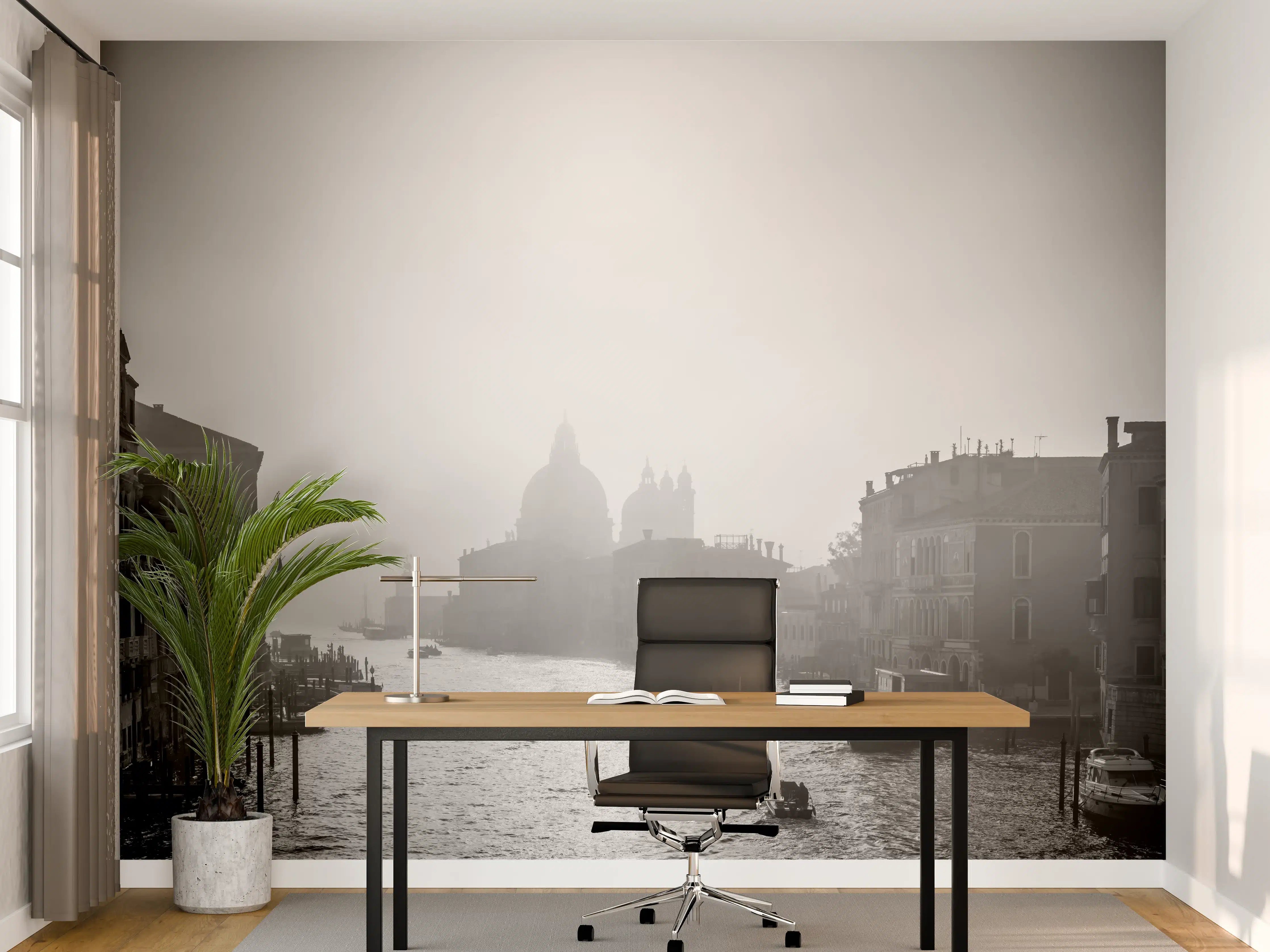 Büro Wandgestaltung - Canal Grande in Schwarz-weiß