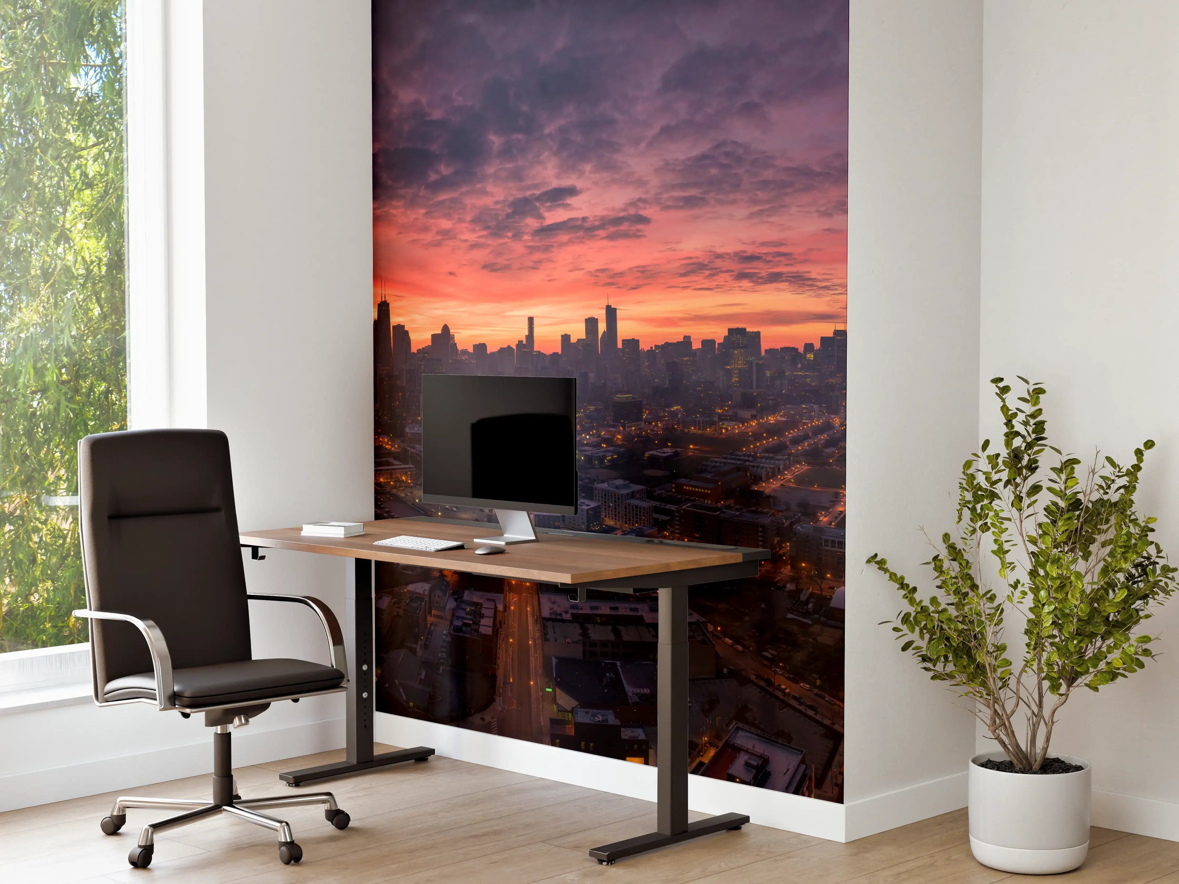 Büro Wandgestaltung - Chicago Luftbildpanorama von Westen